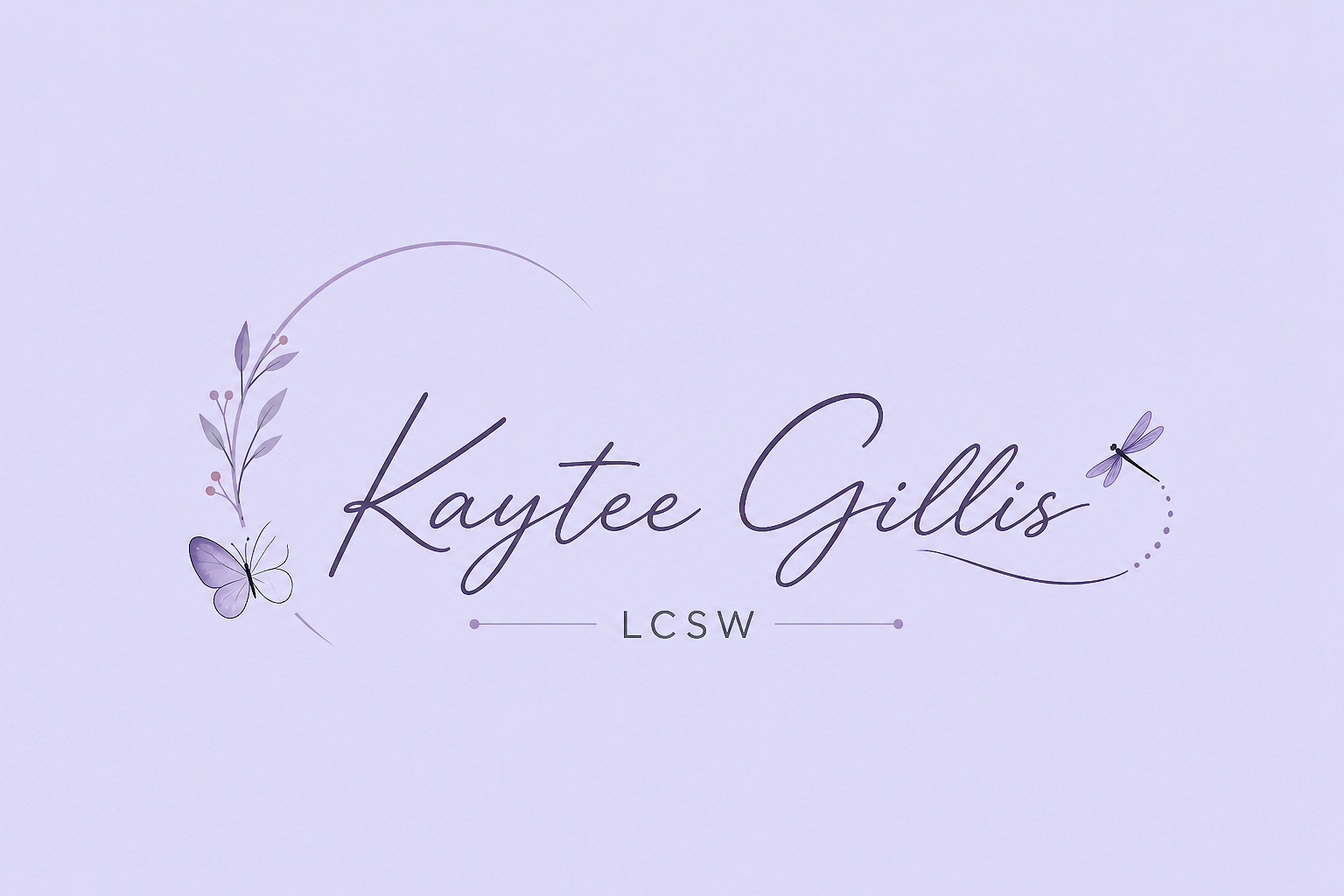 logo with Kaytee Gillis and a butterfly and dragonfly decals