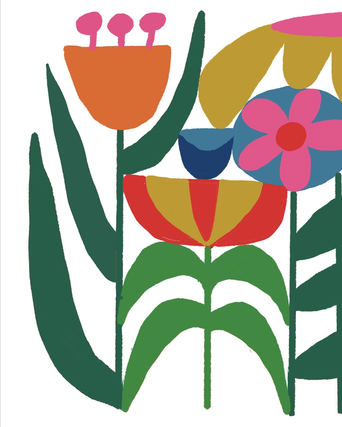 A funky little floral piece that led to a very fun mural installation&hellip;with the best bunch of first graders in town. I drew this illustration digitally and then planned the scale and collaborative process, sketching an outline to create a giant