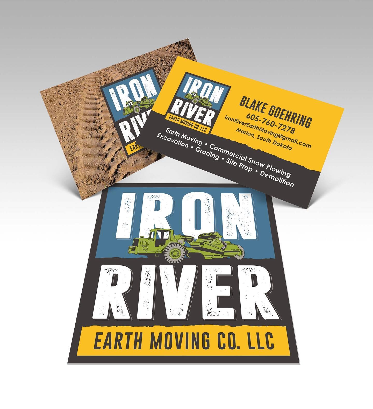 Sat hello to Iron Rivers new logo and business card design! If you need some dirty-dirt work done, let Blake know!