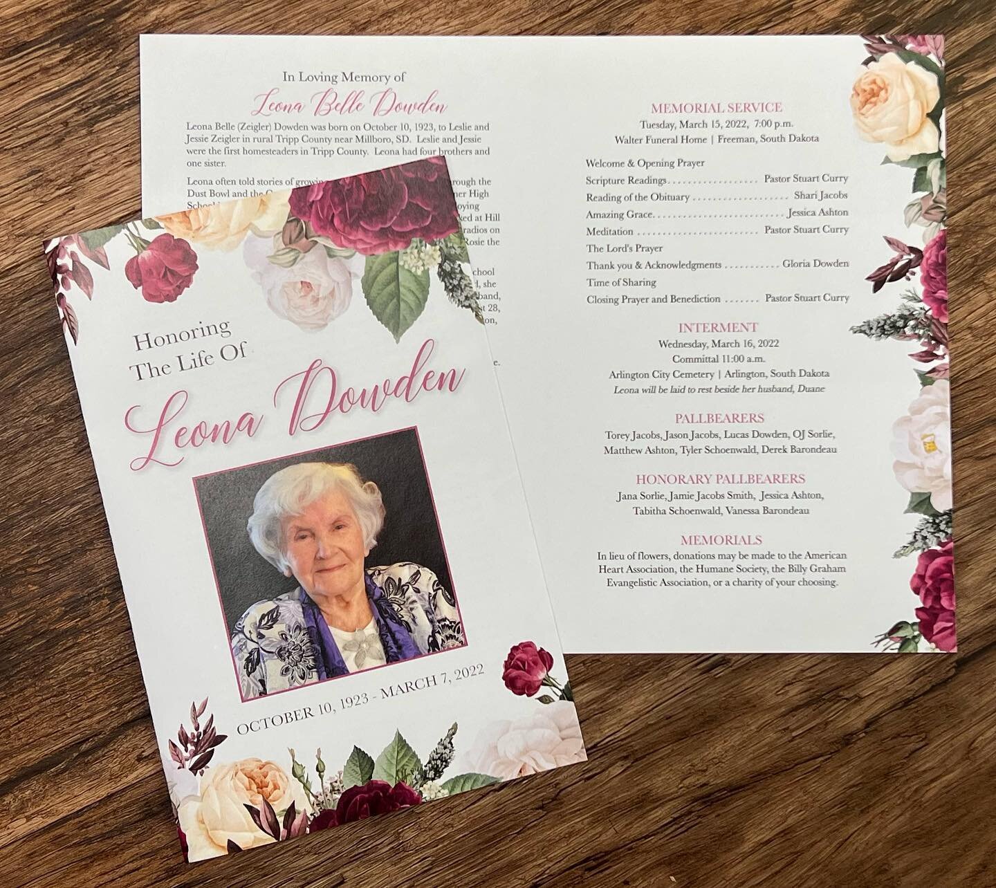 It is always an honor to produce a memorial folder. The thought that this is the final piece that people will read about an individual&rsquo;s life is special. One last look at the impact they had on the world and the people they loved and cared for.