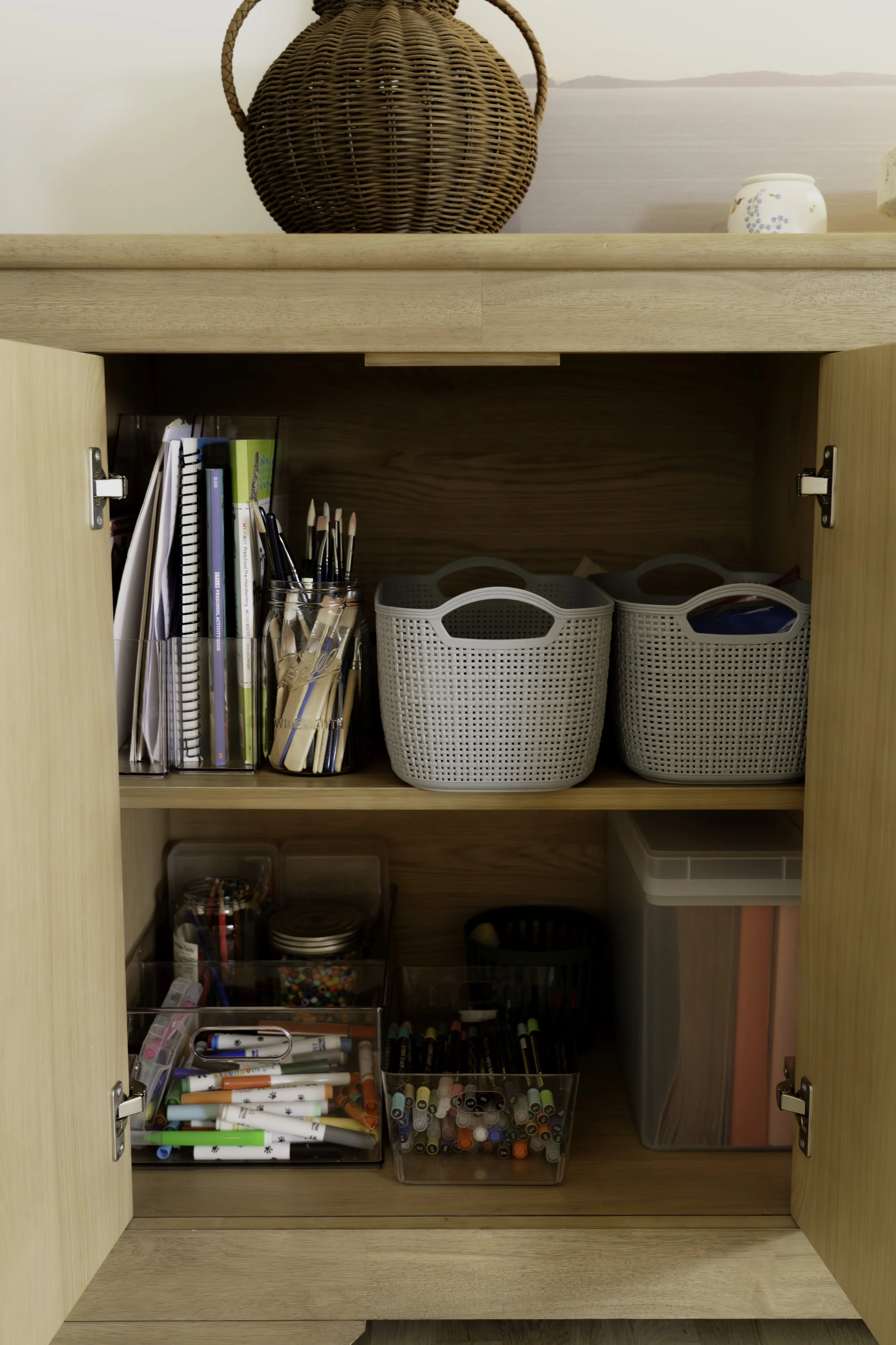 How I Organized Our Kids Craft Cabinet