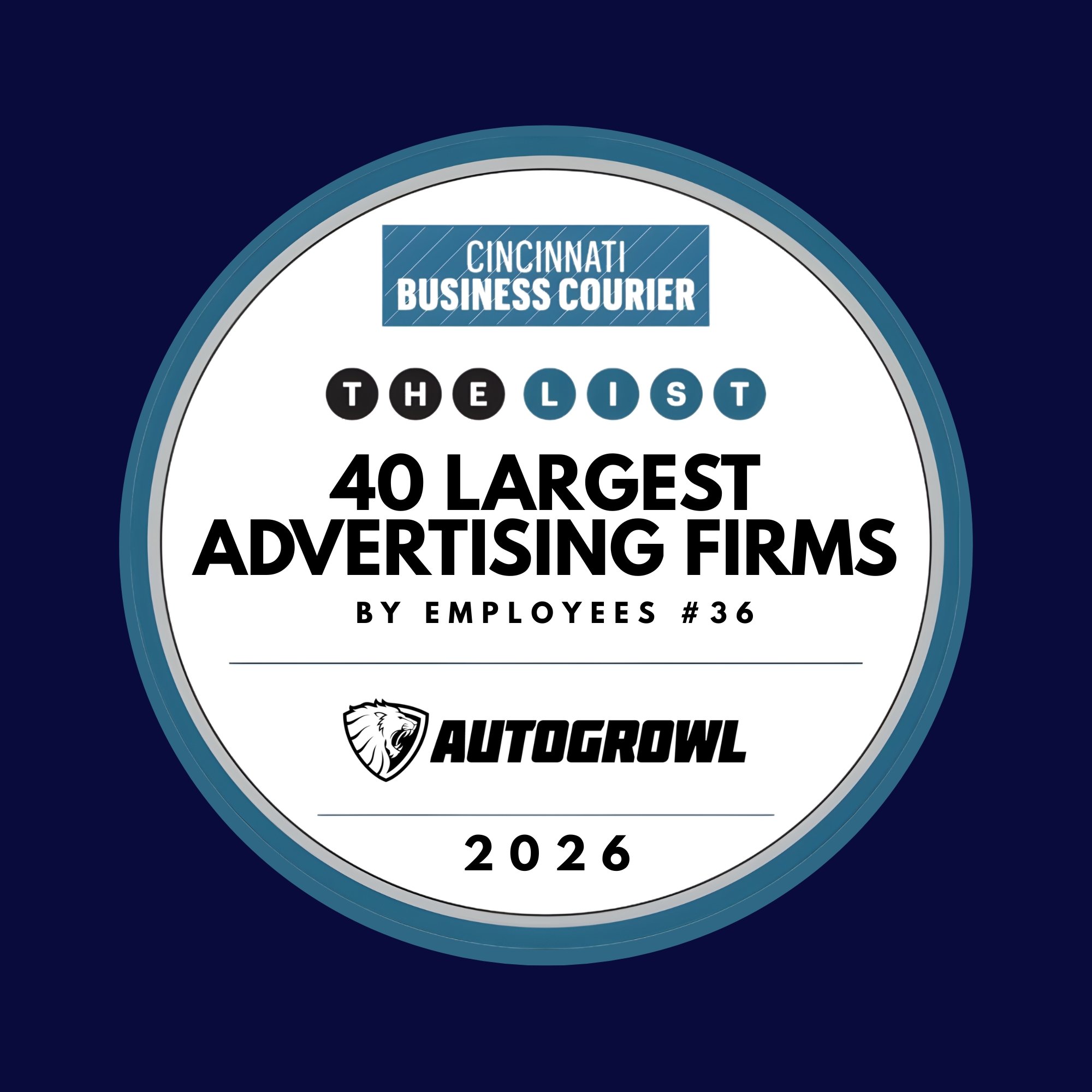 AutoGrowl Named a Top 40 Advertising Firm by Cincinnati Business Courier.
