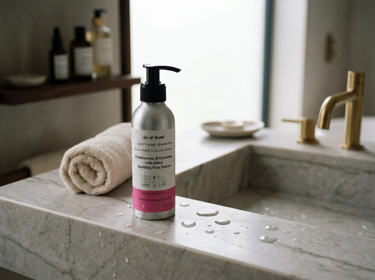 Cottage Garden: Liquid Soap Frankincense and Geranium with added Sparkling Wine Extract