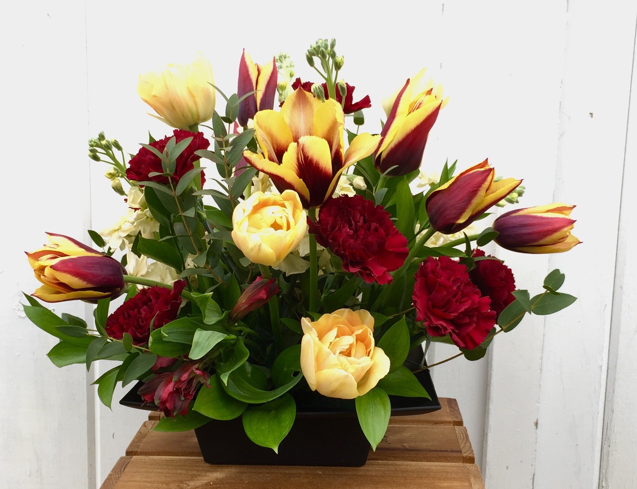 Bold yellow and red arrangement