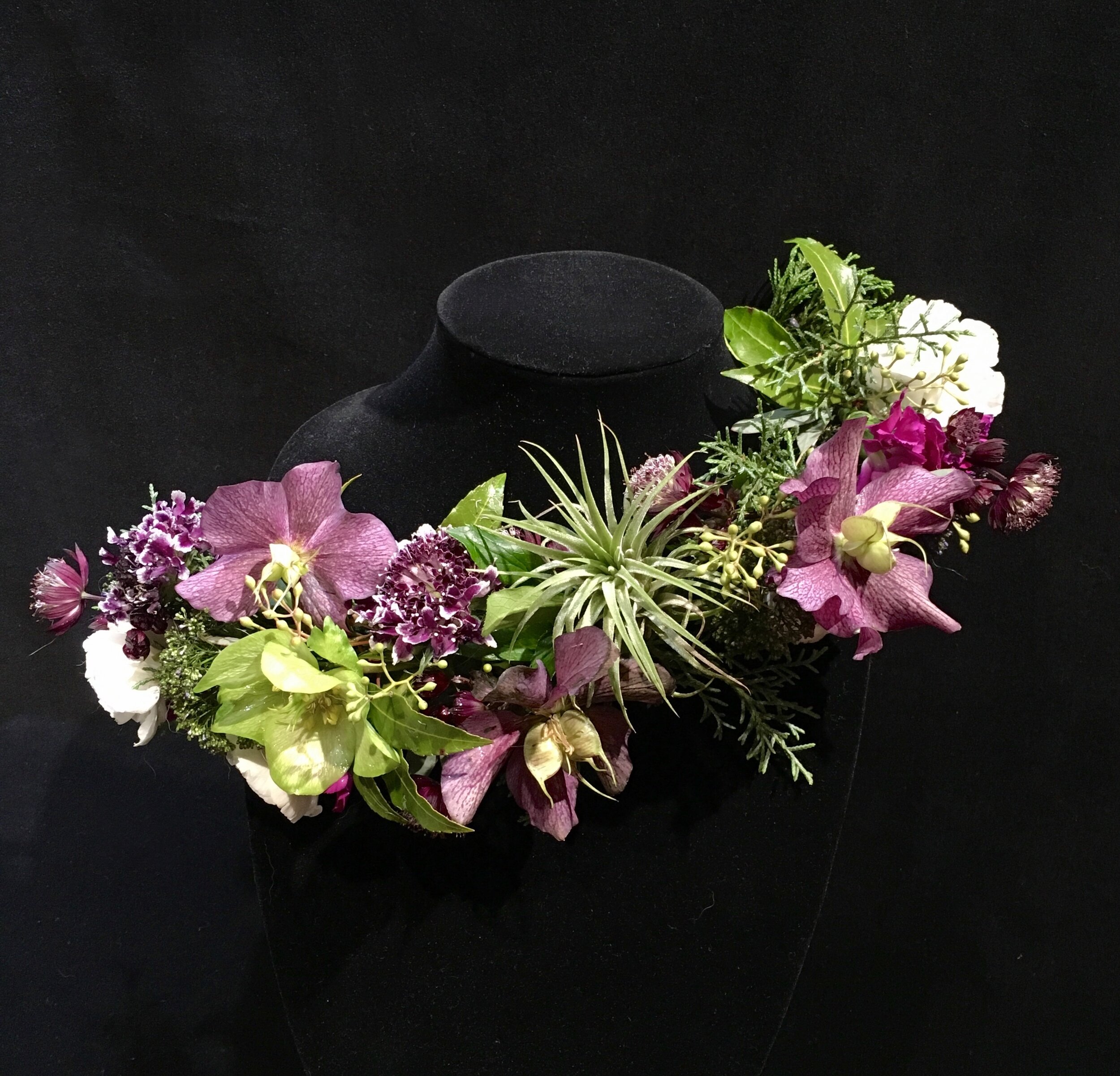 Floral crown with black background