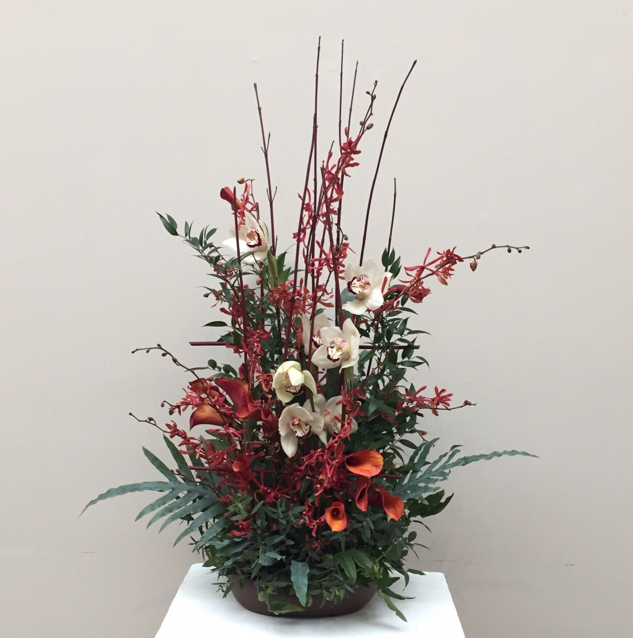 Tall red accent arrangment