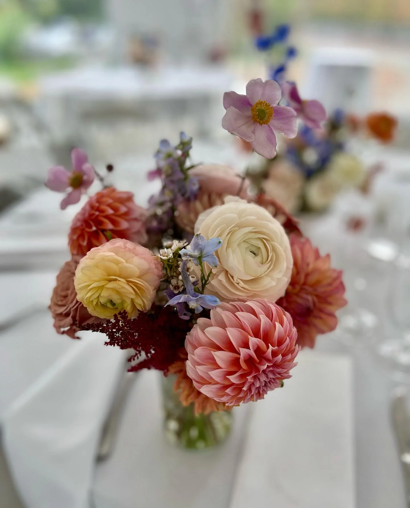 This is one of my favorite wedding bouquets: it&rsquo;s colorful, full of gorgeous late summer blooms, including locally grown flowers, with a garden vibe. The bride wanted a more contained, modest-sized bouquet, and I loved creating this bouquet for