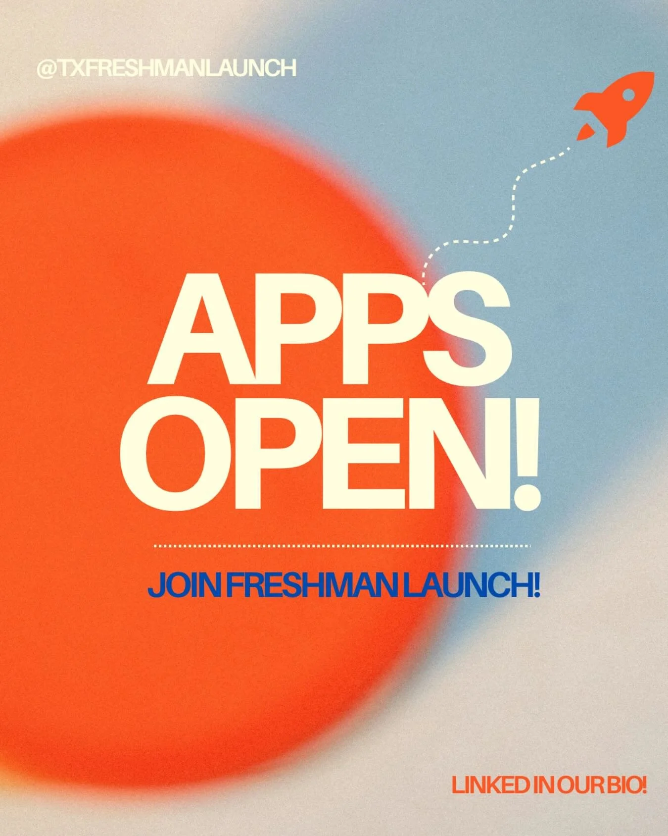 🚀 The countdown is officially over&hellip; Freshman Launch applications are officially OPEN! 🚀

Don&rsquo;t miss your chance to join a community that will support you, inspire you, and launch your college journey. Apply today! 🧡

➡️ Application ha