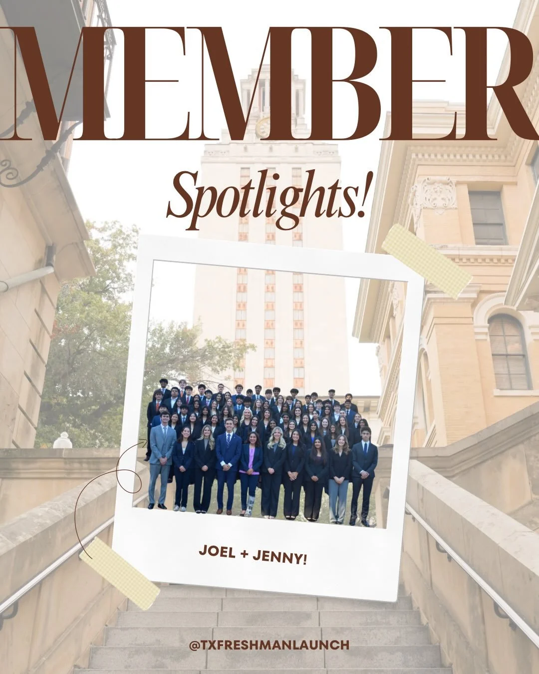 It&rsquo;s Tuesday&hellip; which means time to LAUNCH off our member spotlights!!! 🚀🚀🚀

Up first: meet Joel! He intends to major in accounting and is from Houston! He also sat with the Dean at orientation!! 

Next: meet Jenny! She has some state r