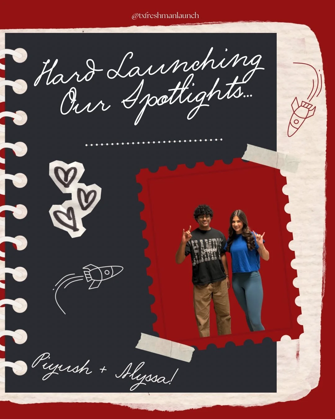 It&rsquo;s time to Hard Launch our spotlights from this past week! 🧡

Meet Piyush: he intends to major in finance and is from Allen! He likes chef-ing it up as he has his own cooking show and also likes to watch F1 and run!!! 🧑&zwj;🍳🏃

Meet Alyss