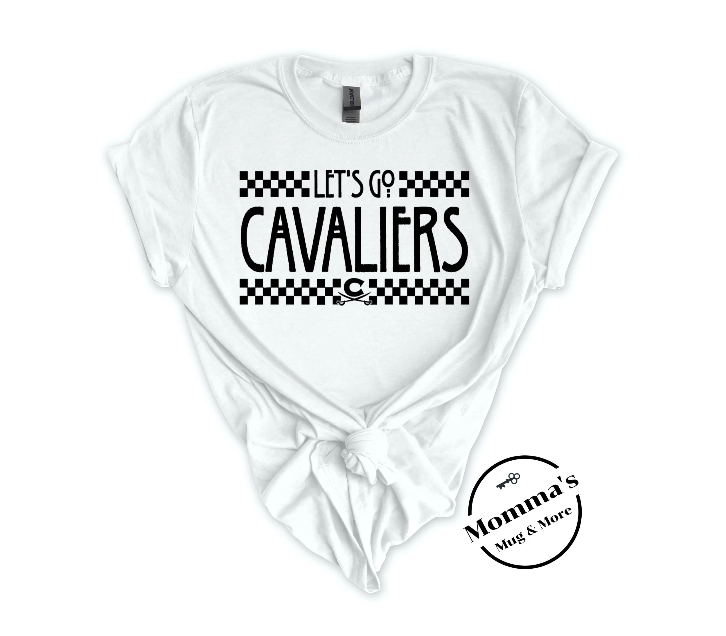 LET'S GO CORUNNA CAVALIERS CHECKERED WHITE TEE.jpeg (Copy) (Copy)