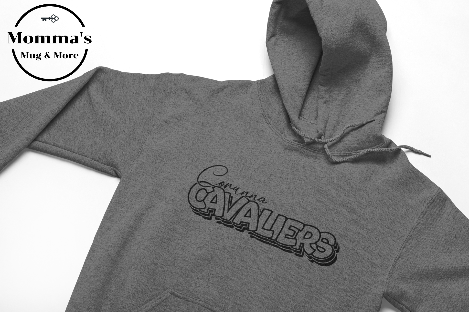 CORUNNA CAVALIERS ON REPEAT GRAPHITE HEATHER HOODIE.png