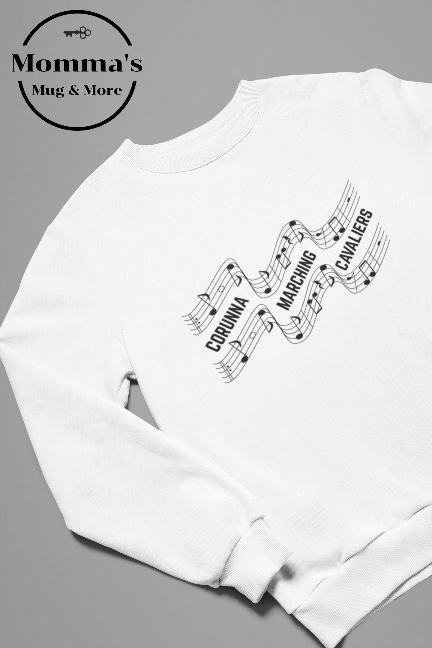 CAVALIERS MARCHING SHEET MUSIC WHITE SWEATSHIRT.png