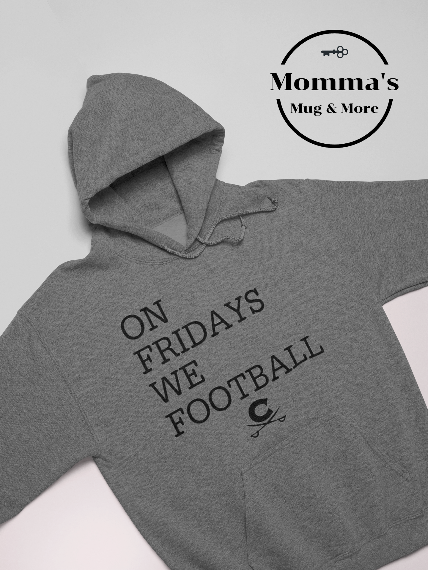 ON FRIDAYS WE FOOTBALL AND CROSS SWORDS GRAPHITE HEATHER HOODIE.png