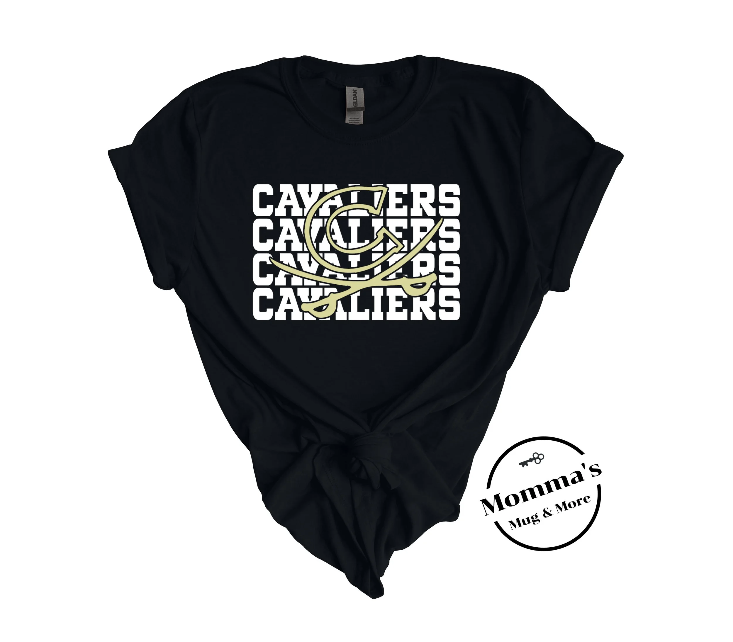 CORUNNA CAVALIERS BIG C LITTLE C WHITE:GOLD TEE.jpeg