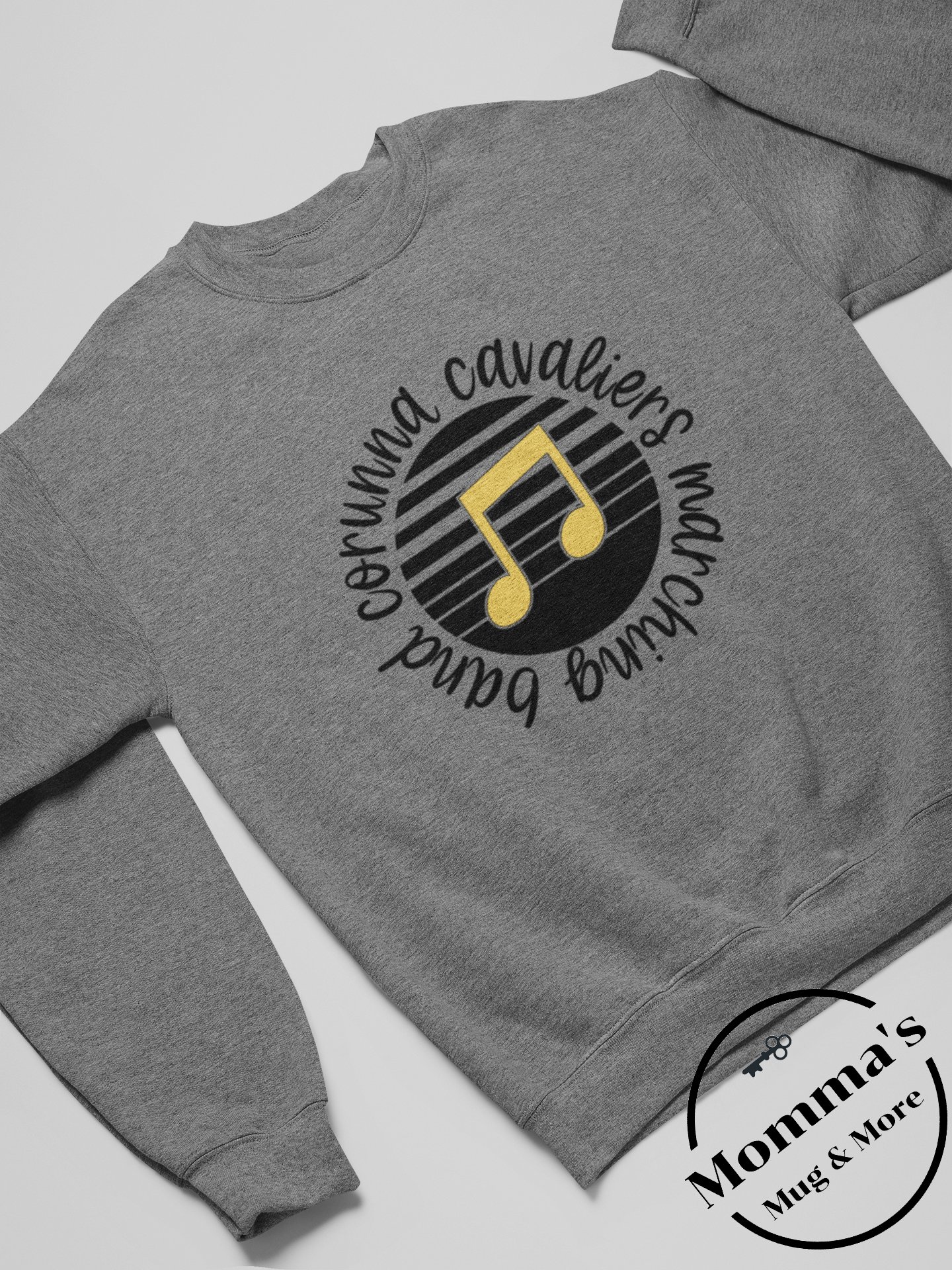 CORUNNA CAVALIERS MARCHING BAND CIRCLE GRAPHITE HEATHER CREW SWEATSHIRT.png