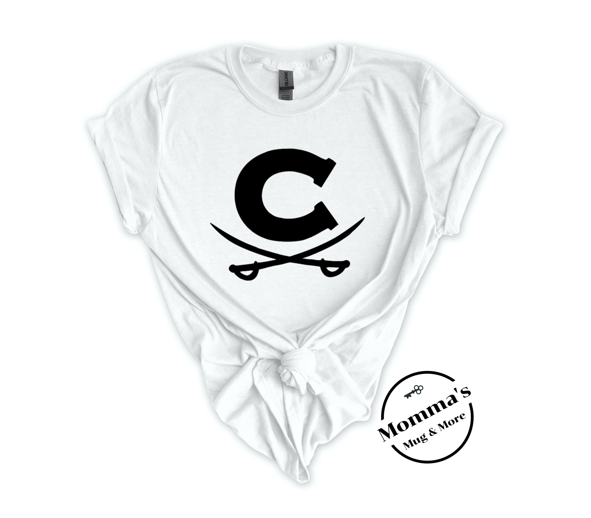 CORUNNA CAVALIERS BLACK CROSS SWORDS WHITE TEE.jpeg