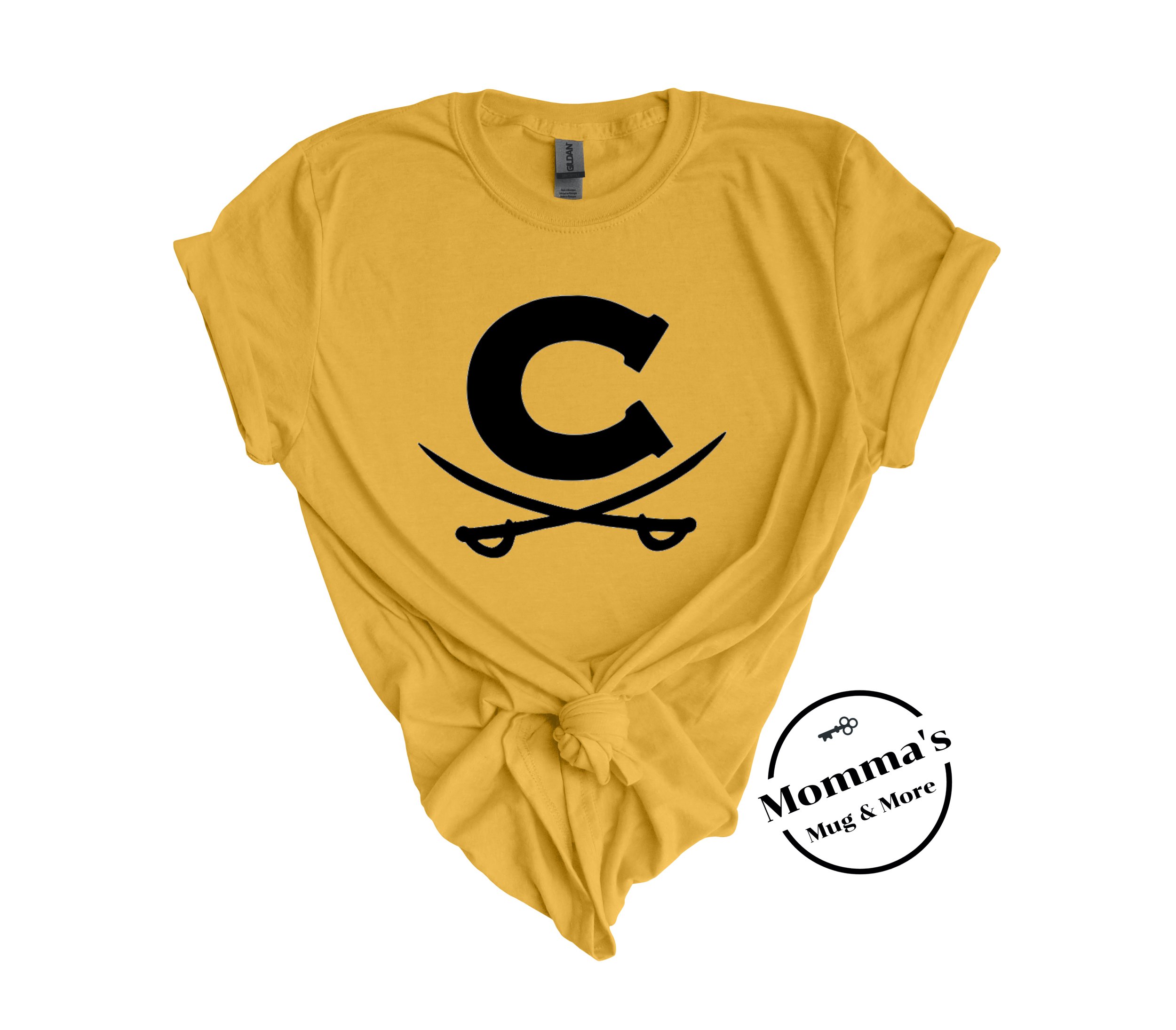 CORUNNA CAVALIERS BLACK CROSS SWORDS HONEY TEE.jpeg