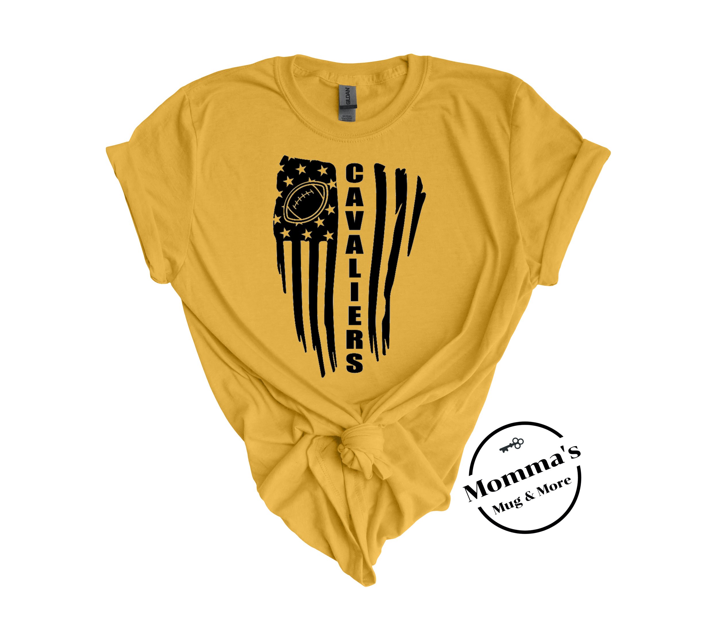 CORUNNA CAVALIERS FLAGS AND FOOTBALL HONEY TEE.jpeg