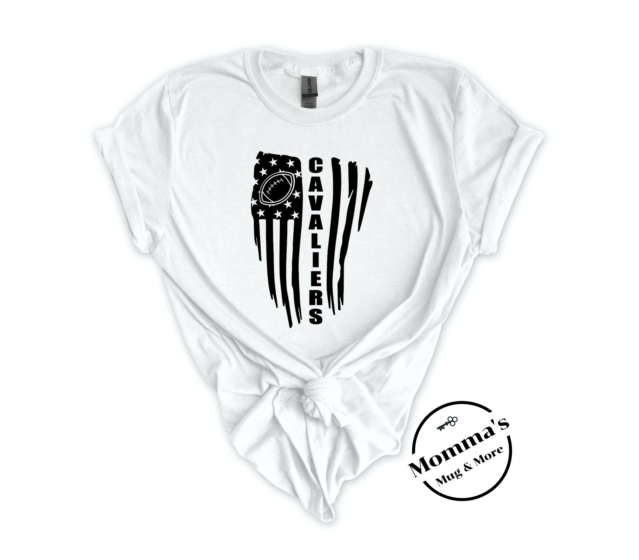 CORUNNA CAVALIERS FLAGS AND FOOTBALL WHITE TEE.jpeg