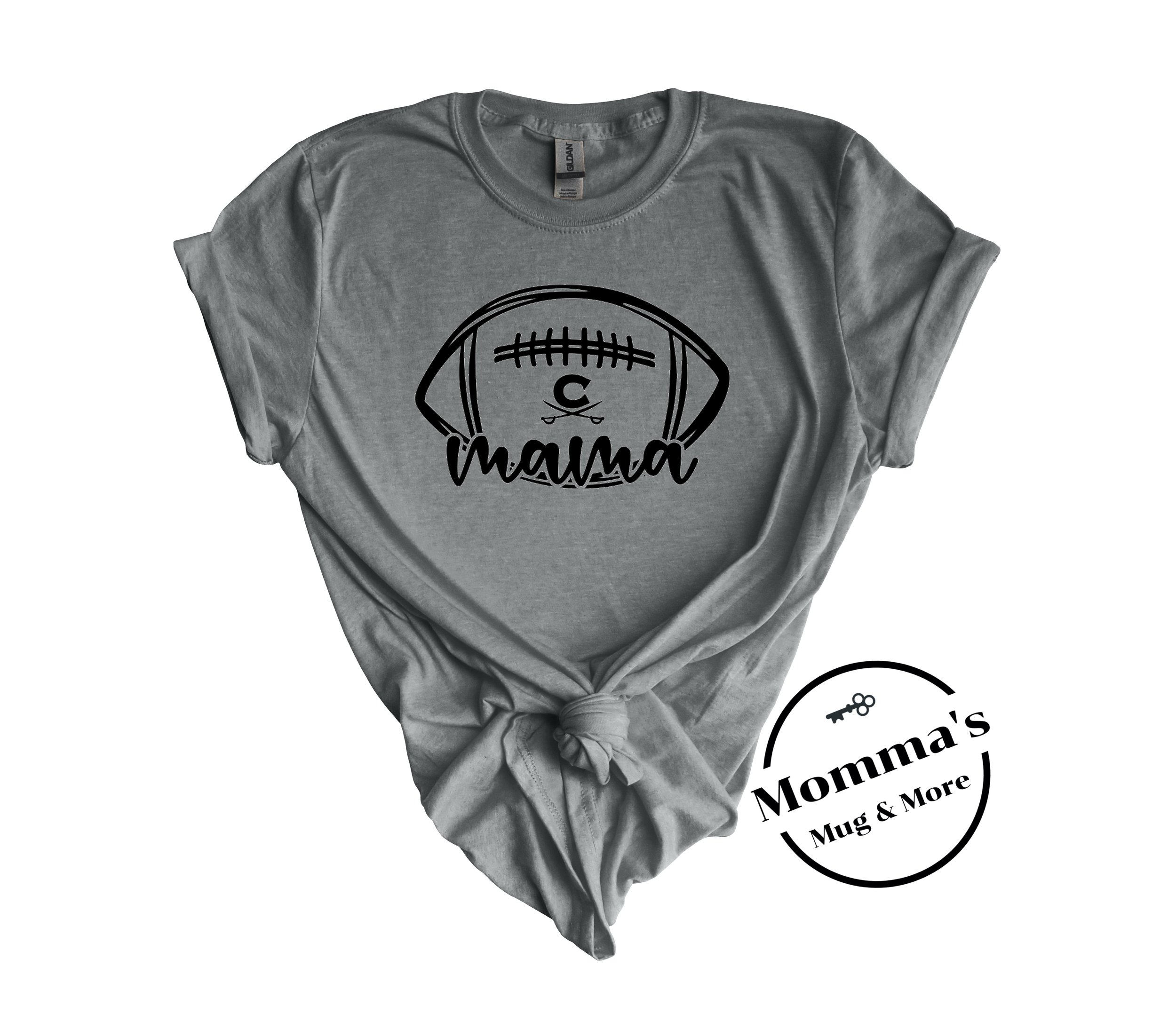 CORUNNA CAVALIERS FOOTBALL MAMA GRAPHITE HEATHER TEE.jpeg