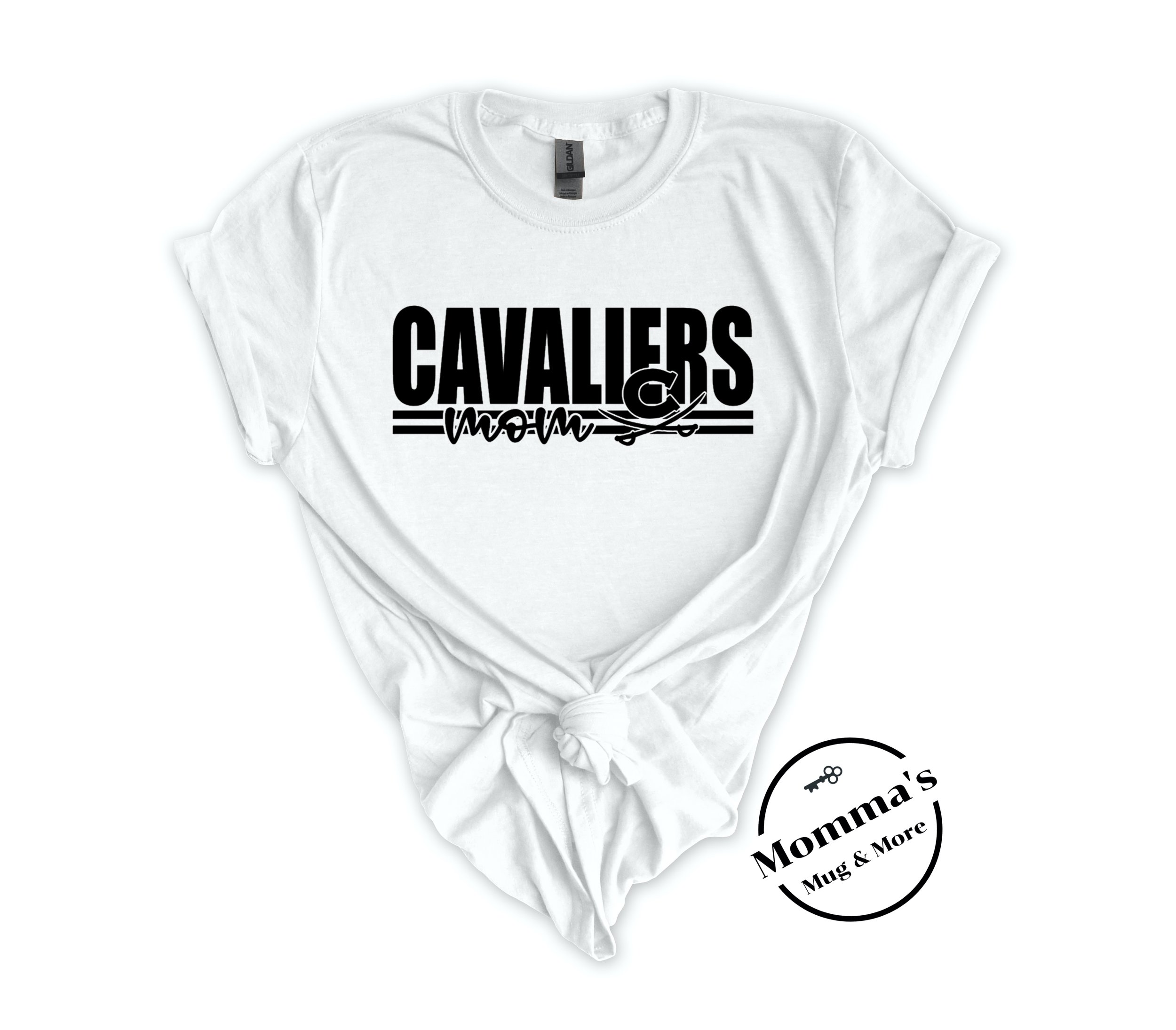 CORUNNA CAVALIERS MOM STRIPED WHITE TEE.jpeg
