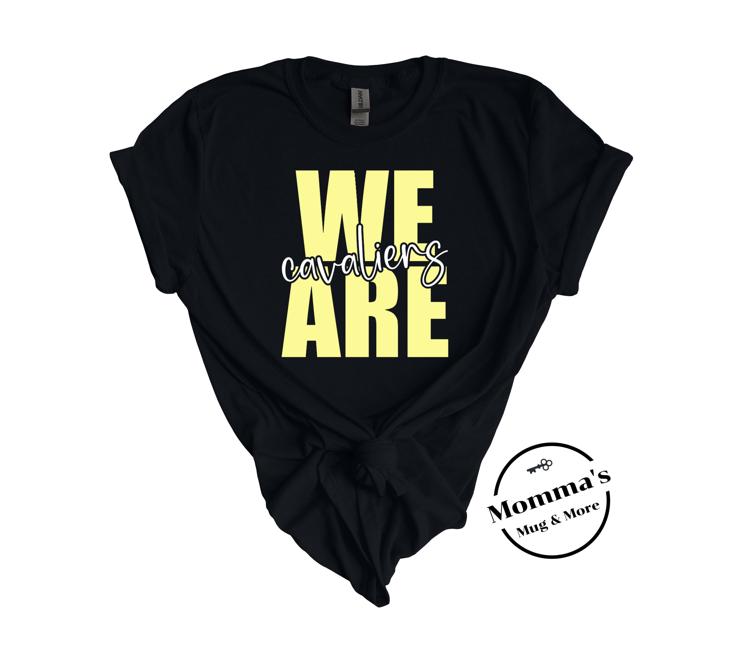WE ARE CAVALIERS GOLD AND WHITE BLACK TEE.jpeg