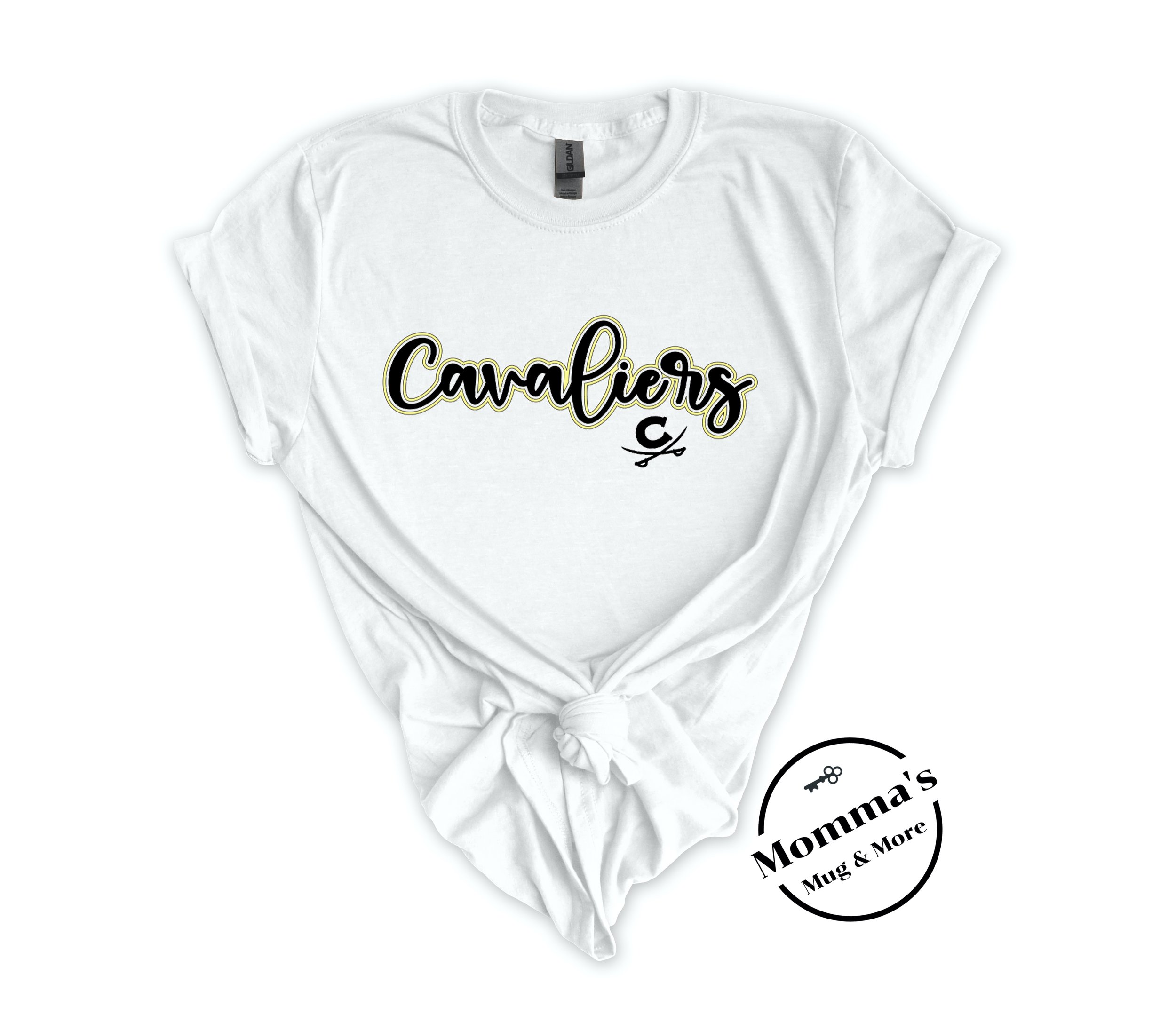 CORUNNA CAVALIERS ROMEO STACKED WHITE TEE.jpeg