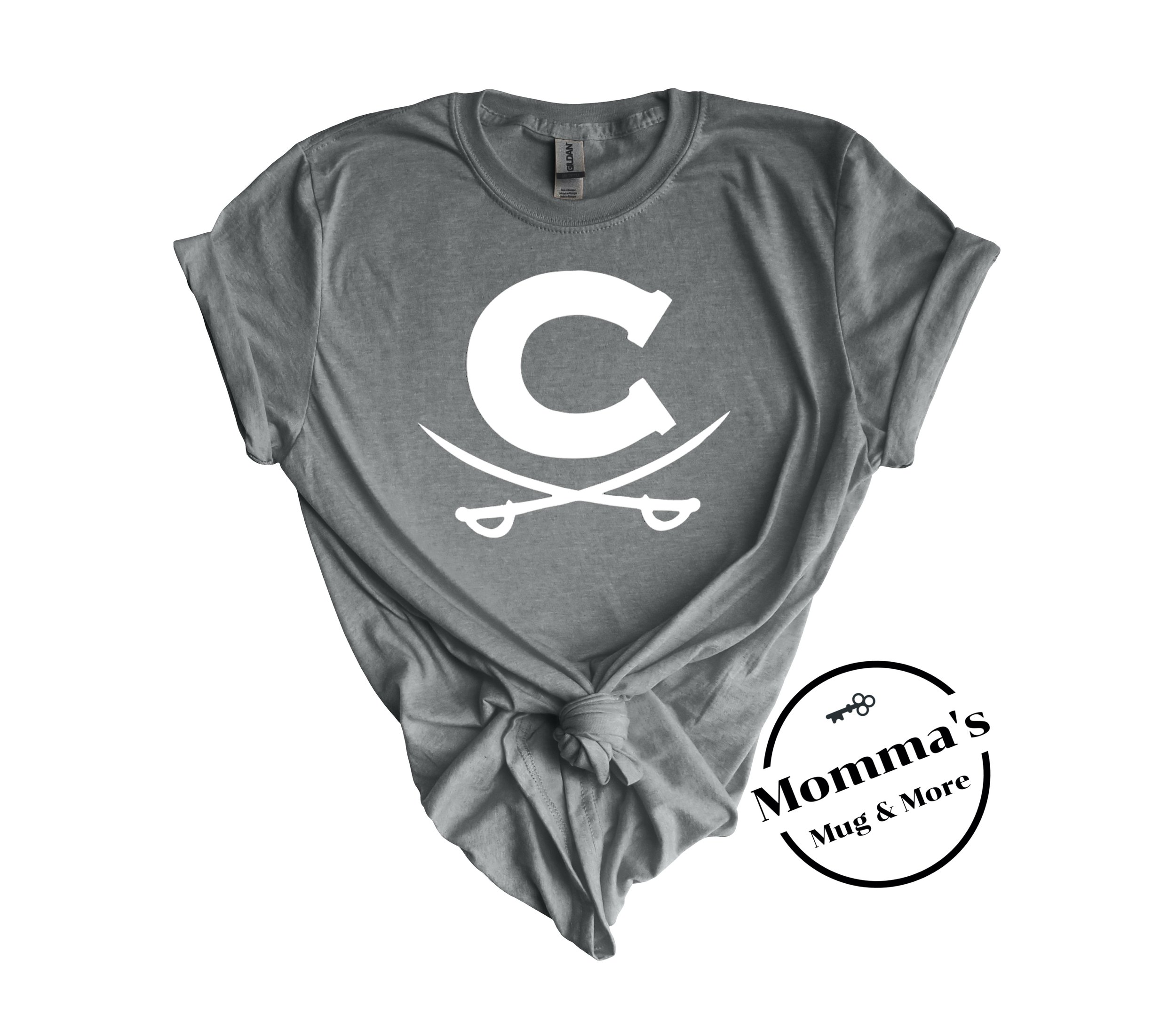 CORUNNA CAVALIERS WHITE CROSS SWORDS GRAPHITE HEATHER TEE.jpeg