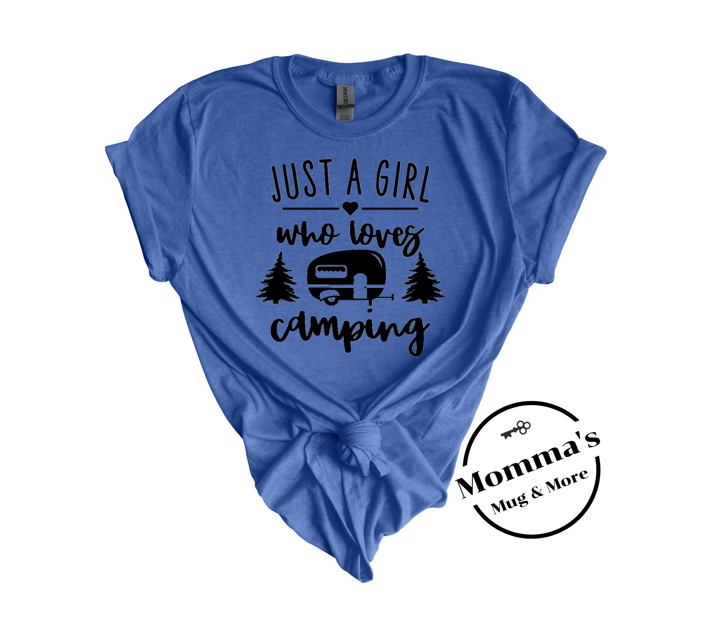 JUST A GIRL WHO LOVES CAMPING HEATHER ROYAL TEE.jpeg