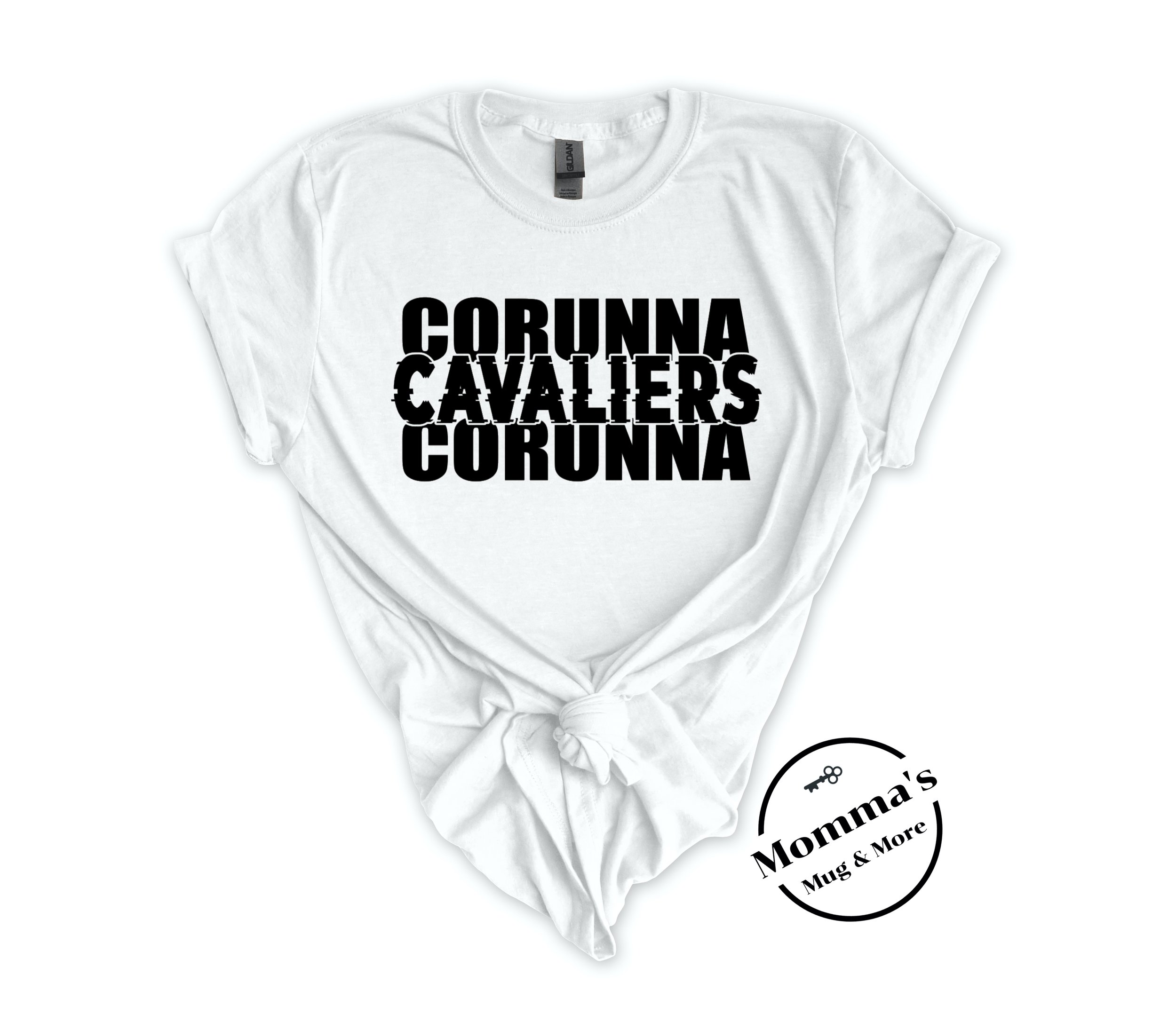 CORUNNA CAVALIERS GLITCH WHITE TEE.jpeg