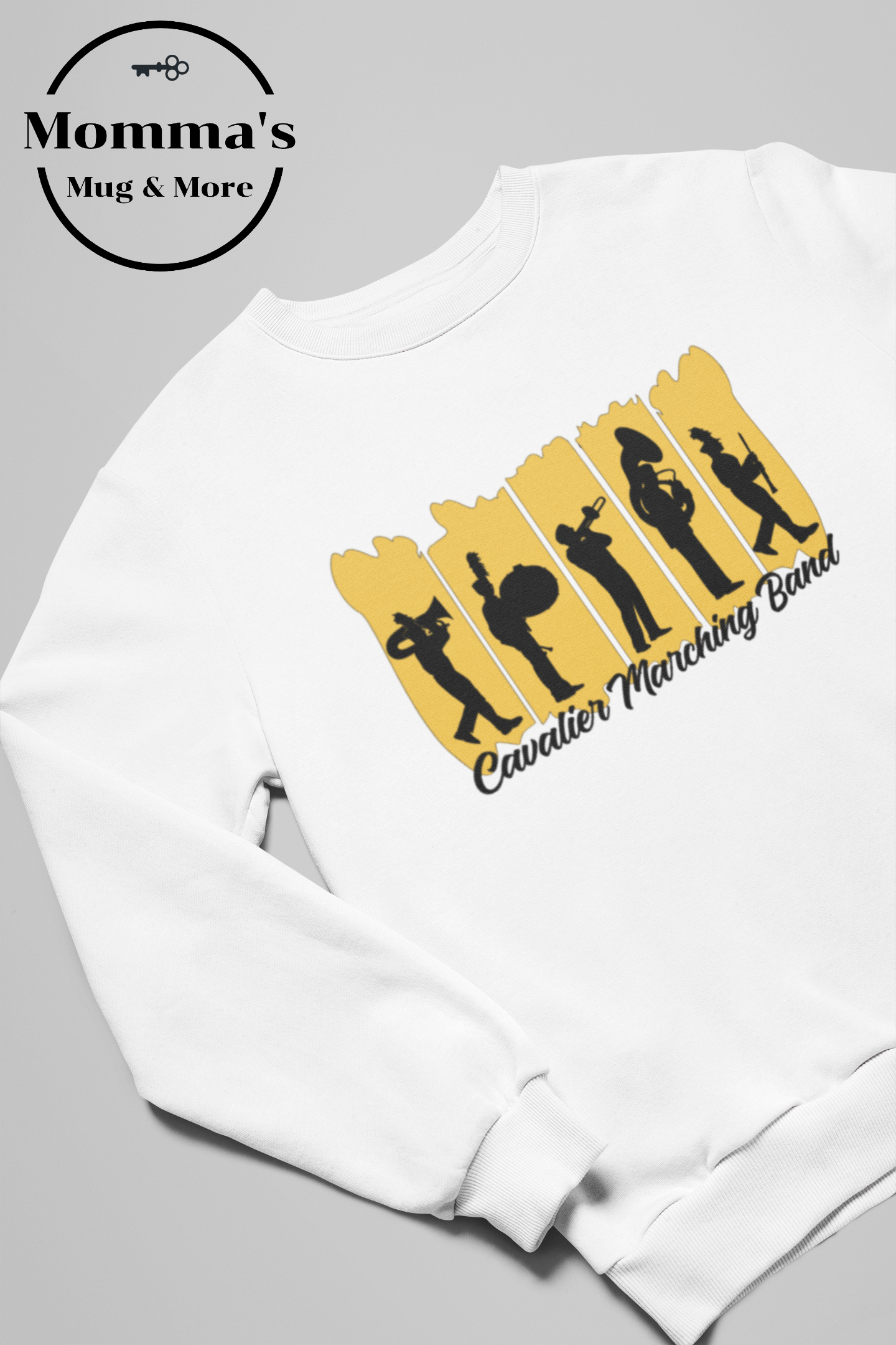 CAVALIER MARCHING BAND PAINTSTOKES WHITE CREW SWEATSHIRT.png