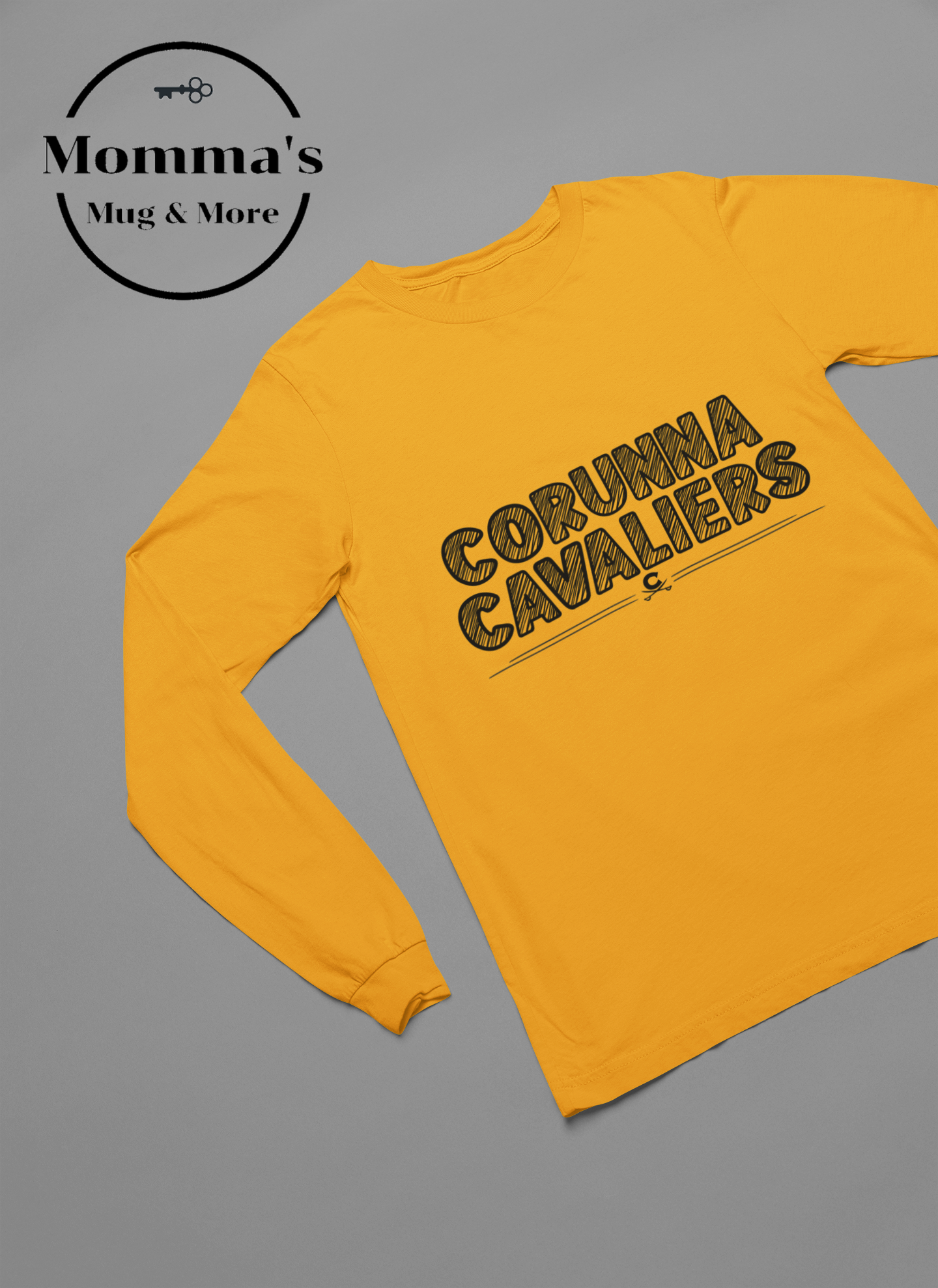 CORUNNA CAVALIERS SCRATCHED GOLD SLEEVED TEE.png (Copy)