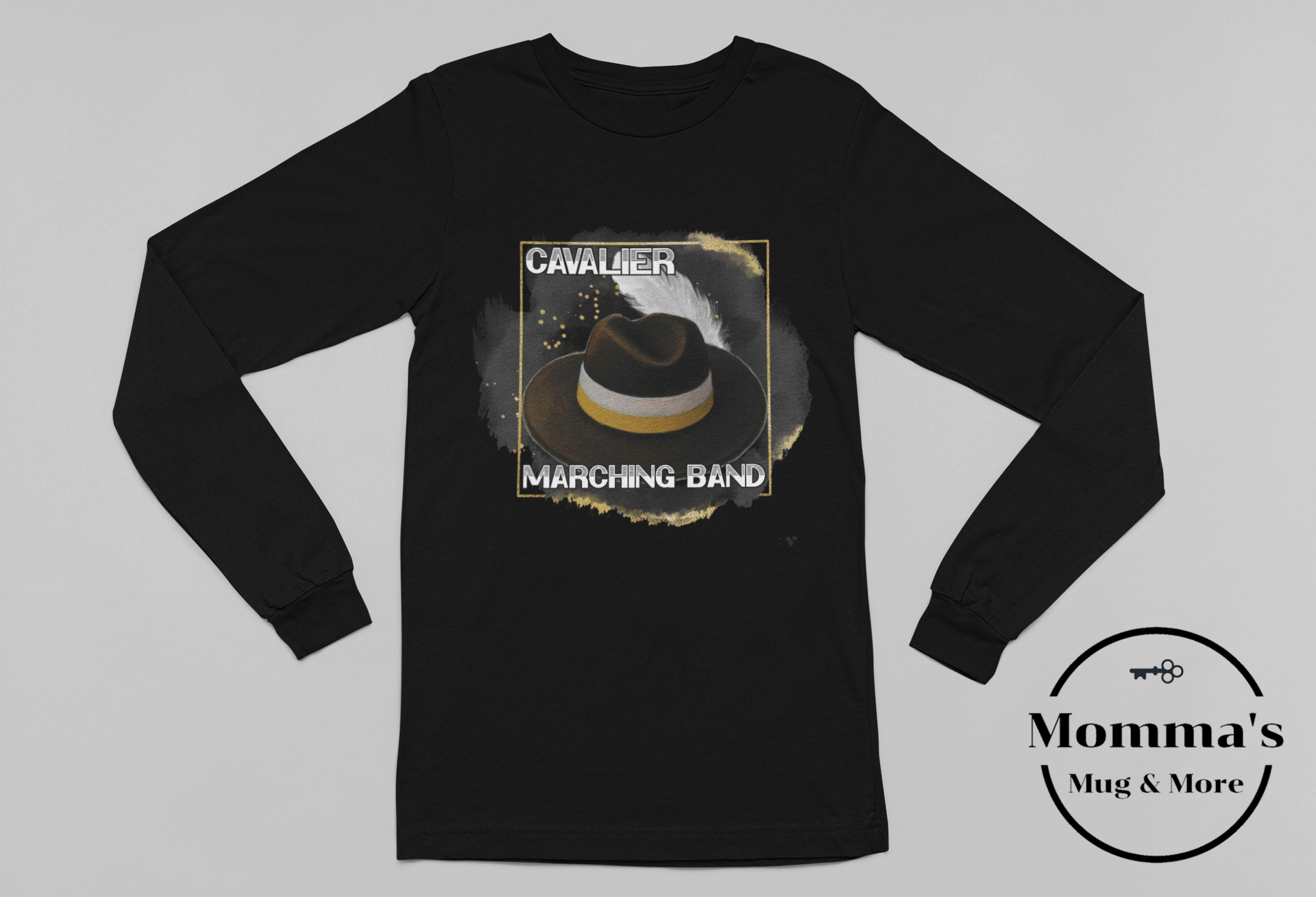 CAVALIERS MARCHING AUSSIE BLACK SLEEVED TEE.png