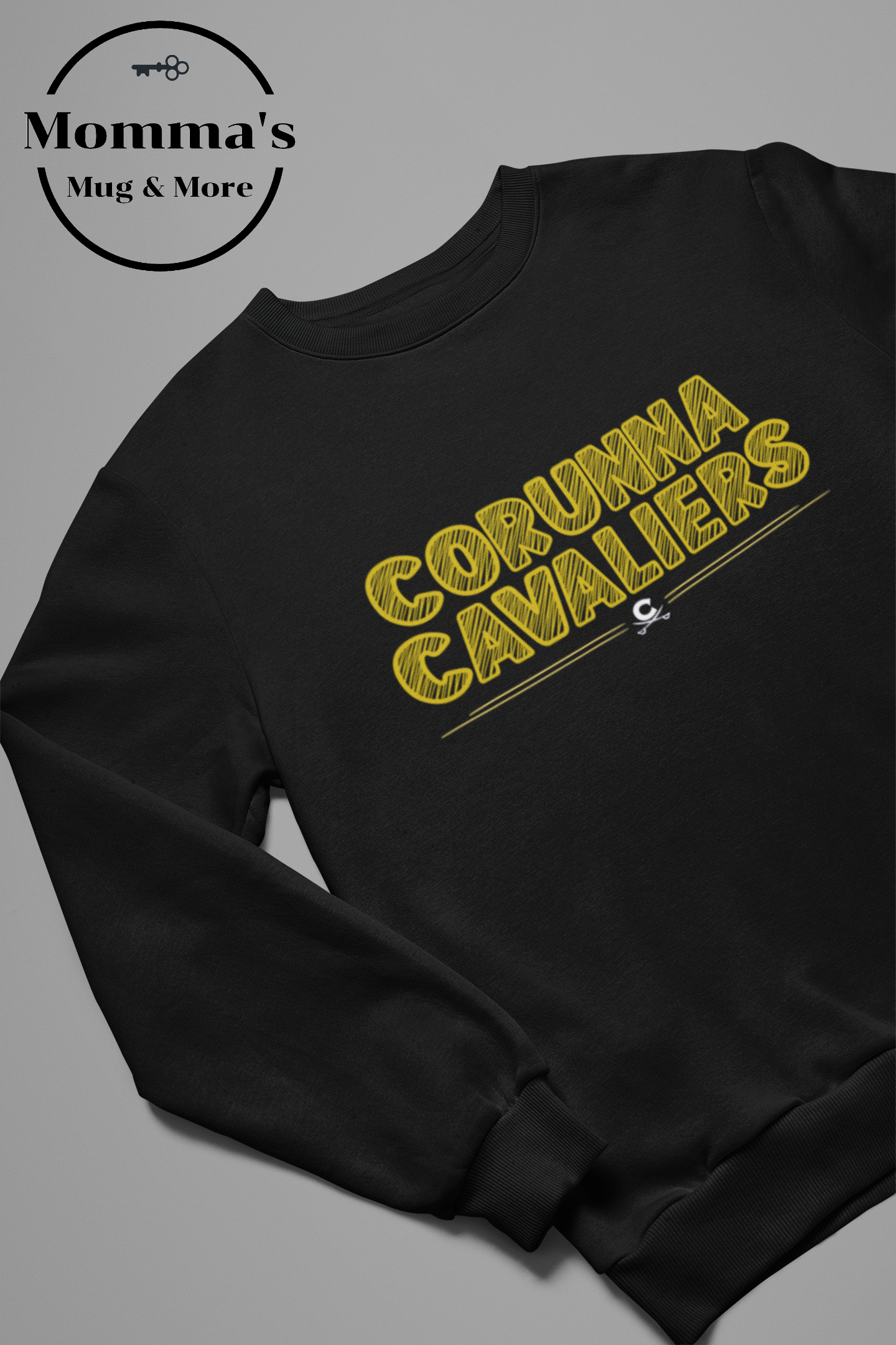 CORUNNA CAVALIERS SCRATCH BLACK CREW SWEATSHIRT.png