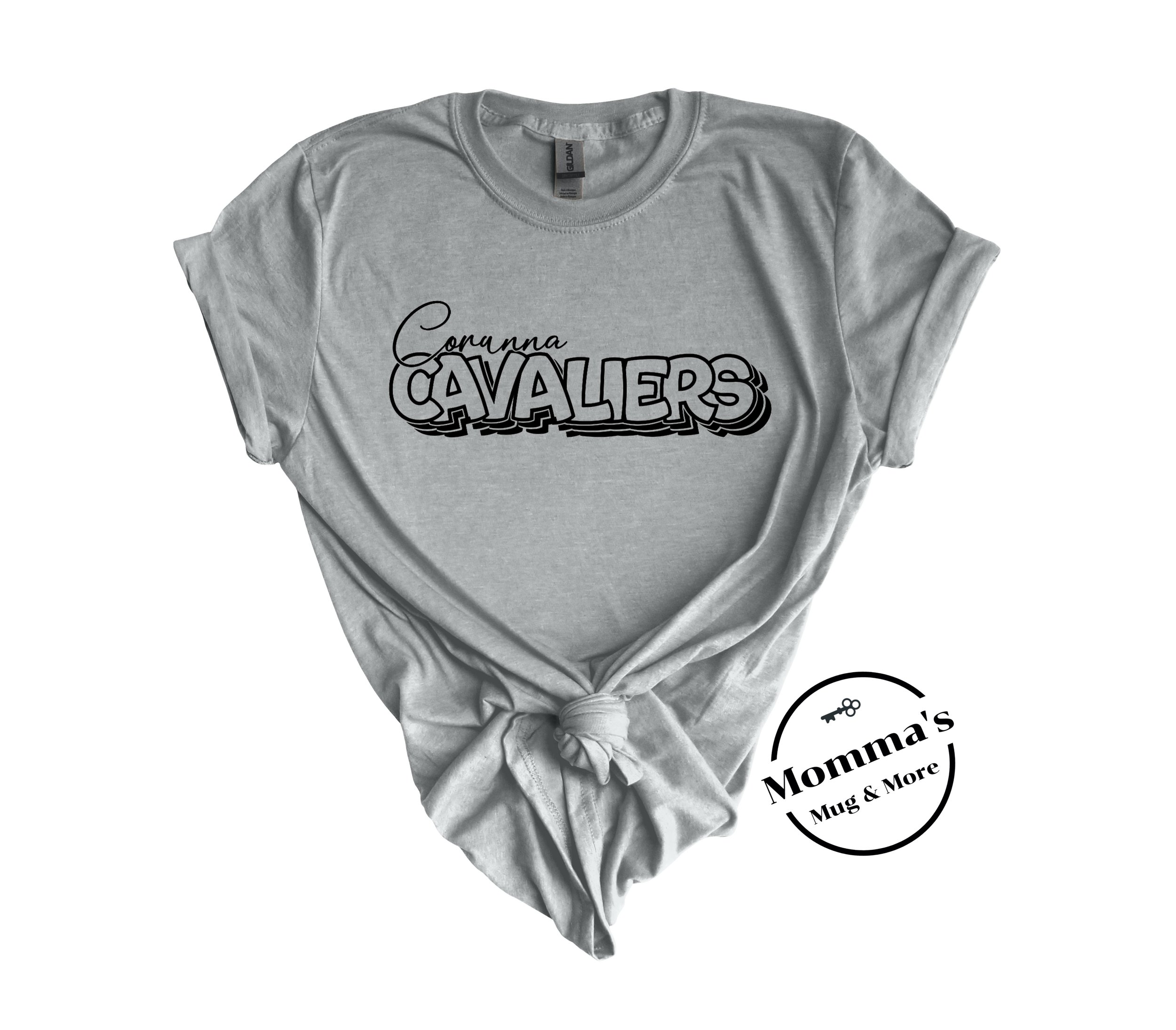 CORUNNA CAVALIERS ON REPEAT SPORTS GRAY TEE.jpeg