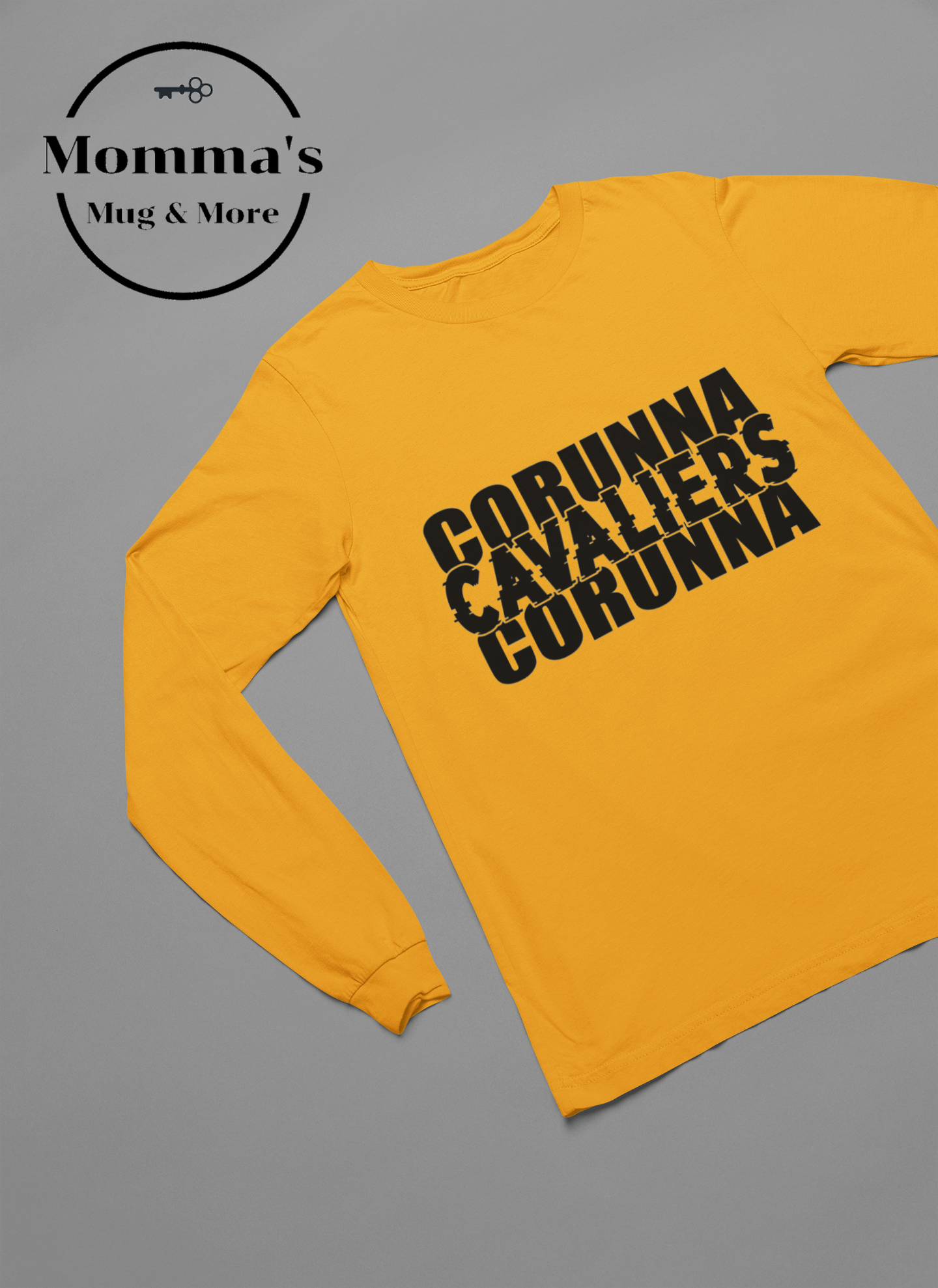 CORUNNA CAVALIERS GLITCH GOLD SLEEVED TEE.png
