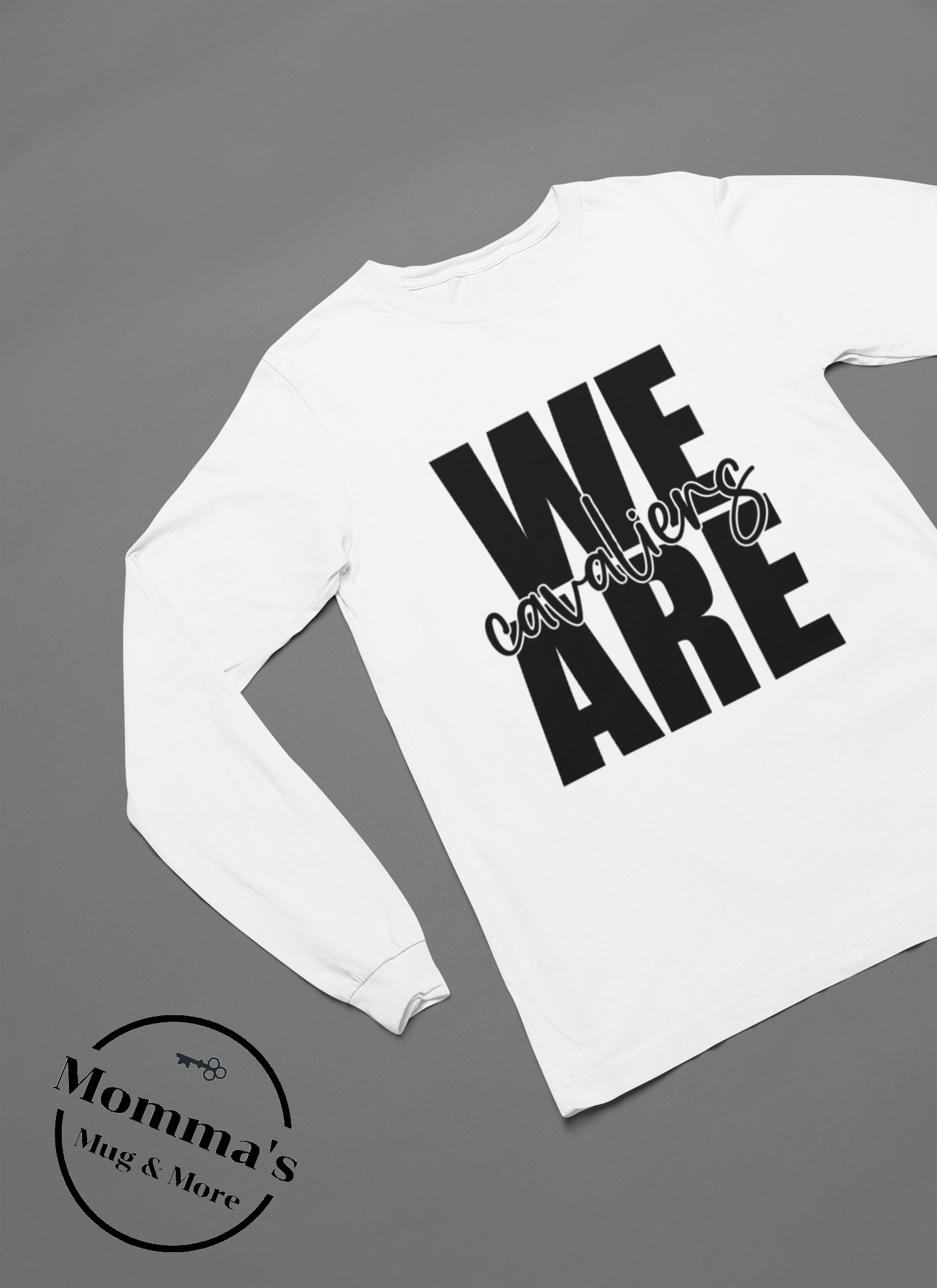 WE ARE CAVALIERS SLEEVED TEE WHITE WITH BLACK.png
