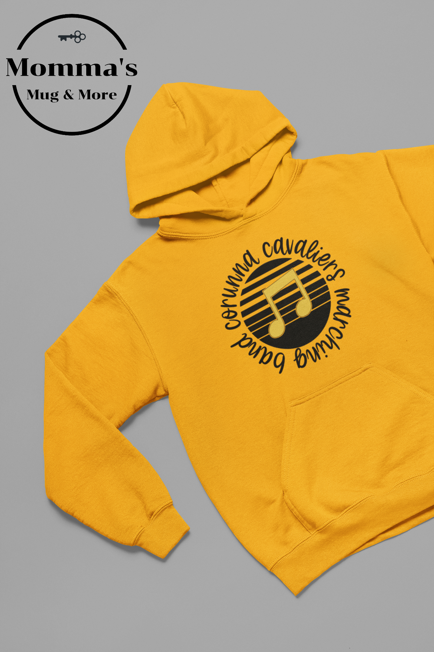 CORUNNA CAVALIERS MARCHING BAND CIRCLE GOLD HOODIE.png