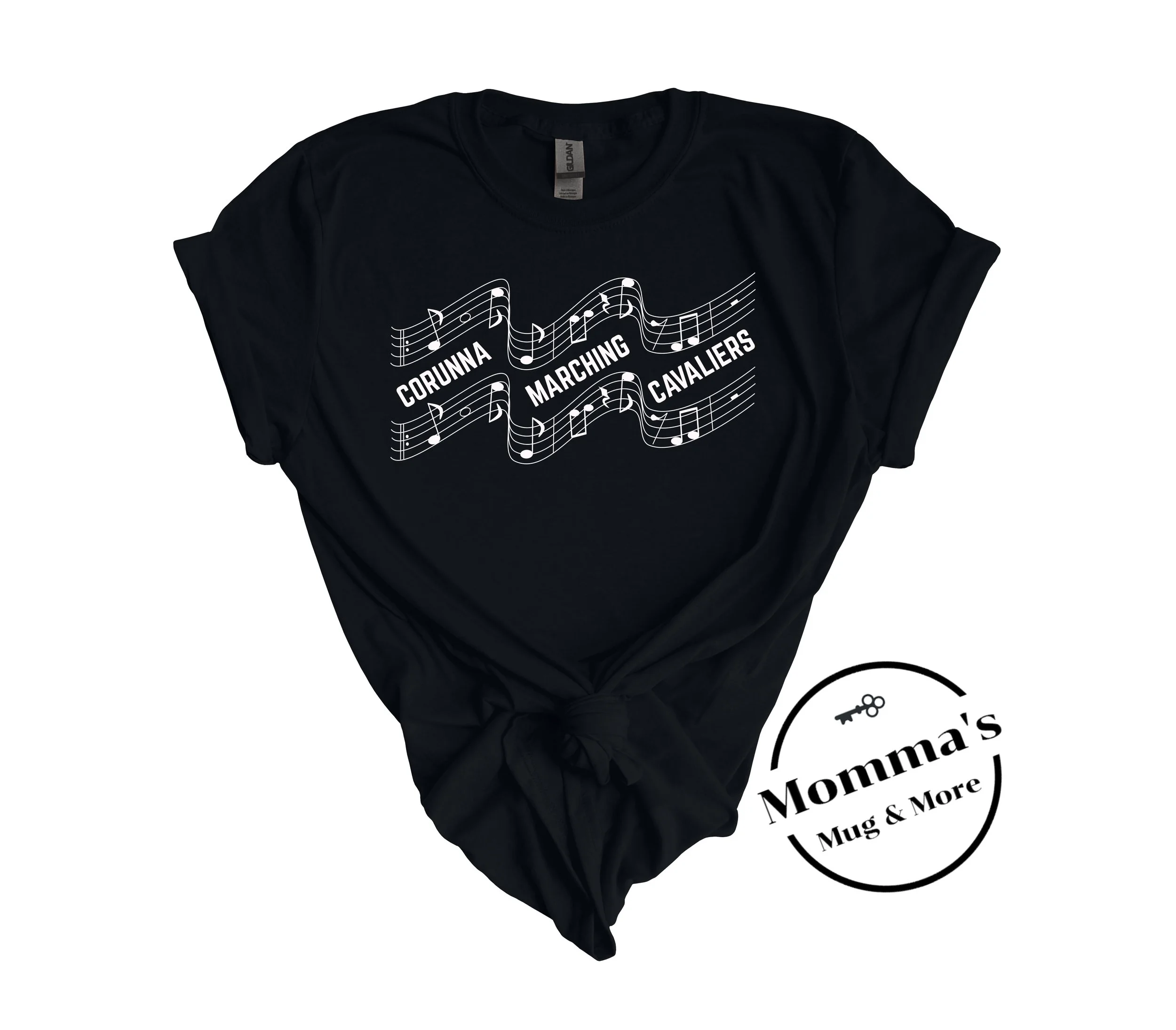 CAVALIERS MARCHING SHEET MUSIC WHITE AND BLACK TEE.jpeg
