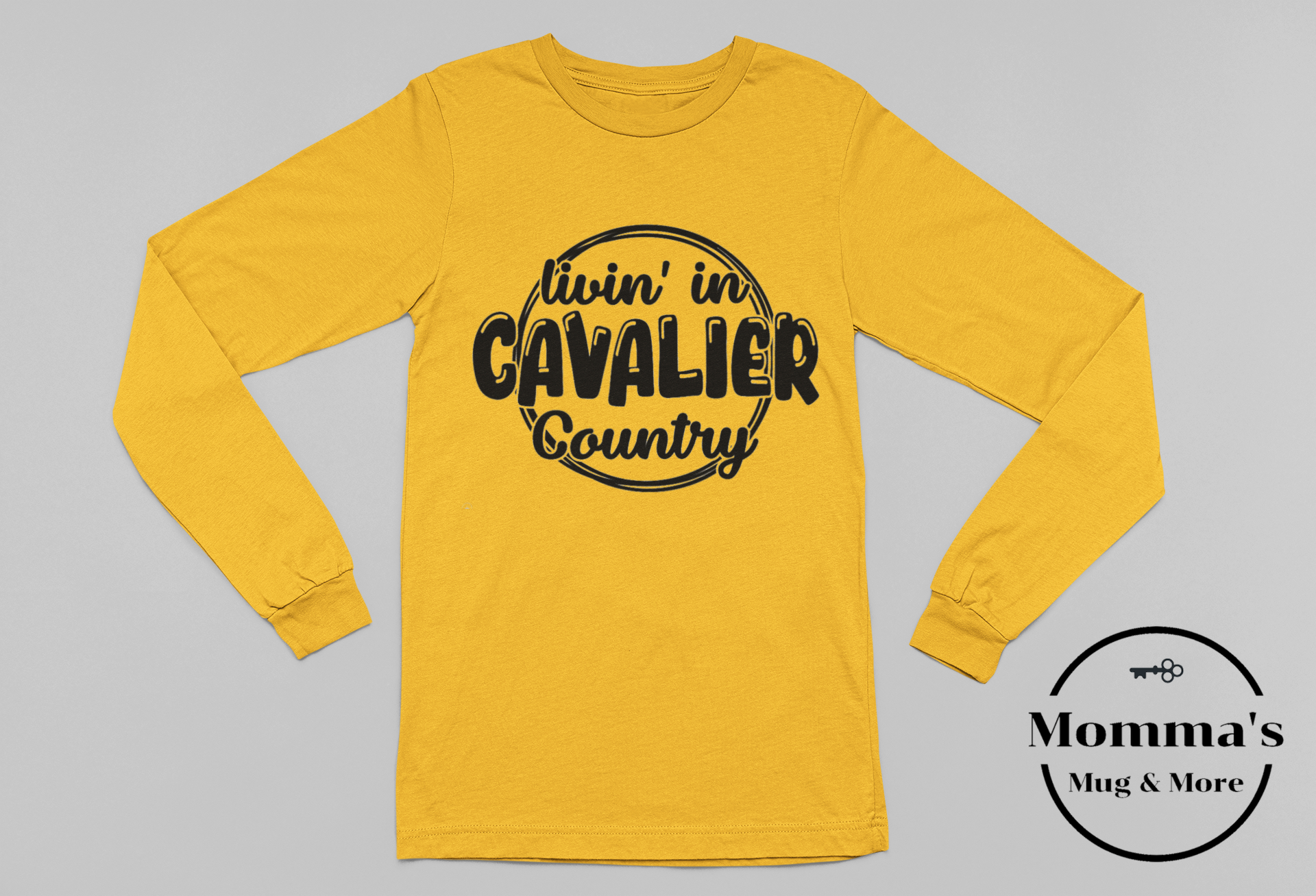 LIVIN IN CAVALIER COUNTRY GOLD SLEEVED TEE.png