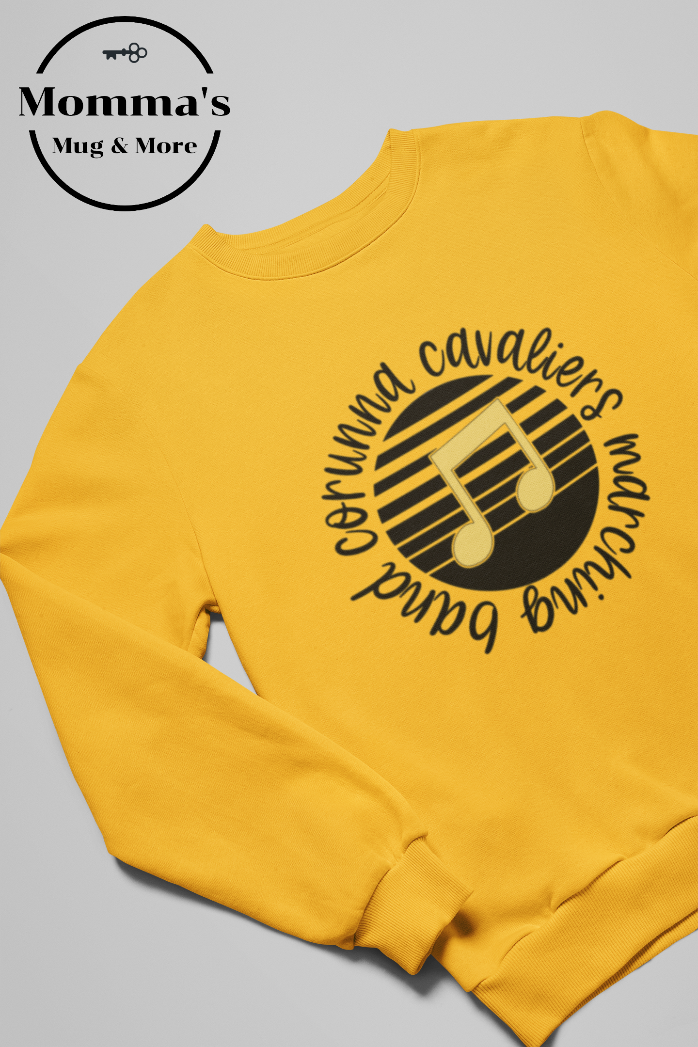 CORUNNA CAVALIERS MARCHING BAND CIRCLE GOLD CREW SWEATSHIRT.png