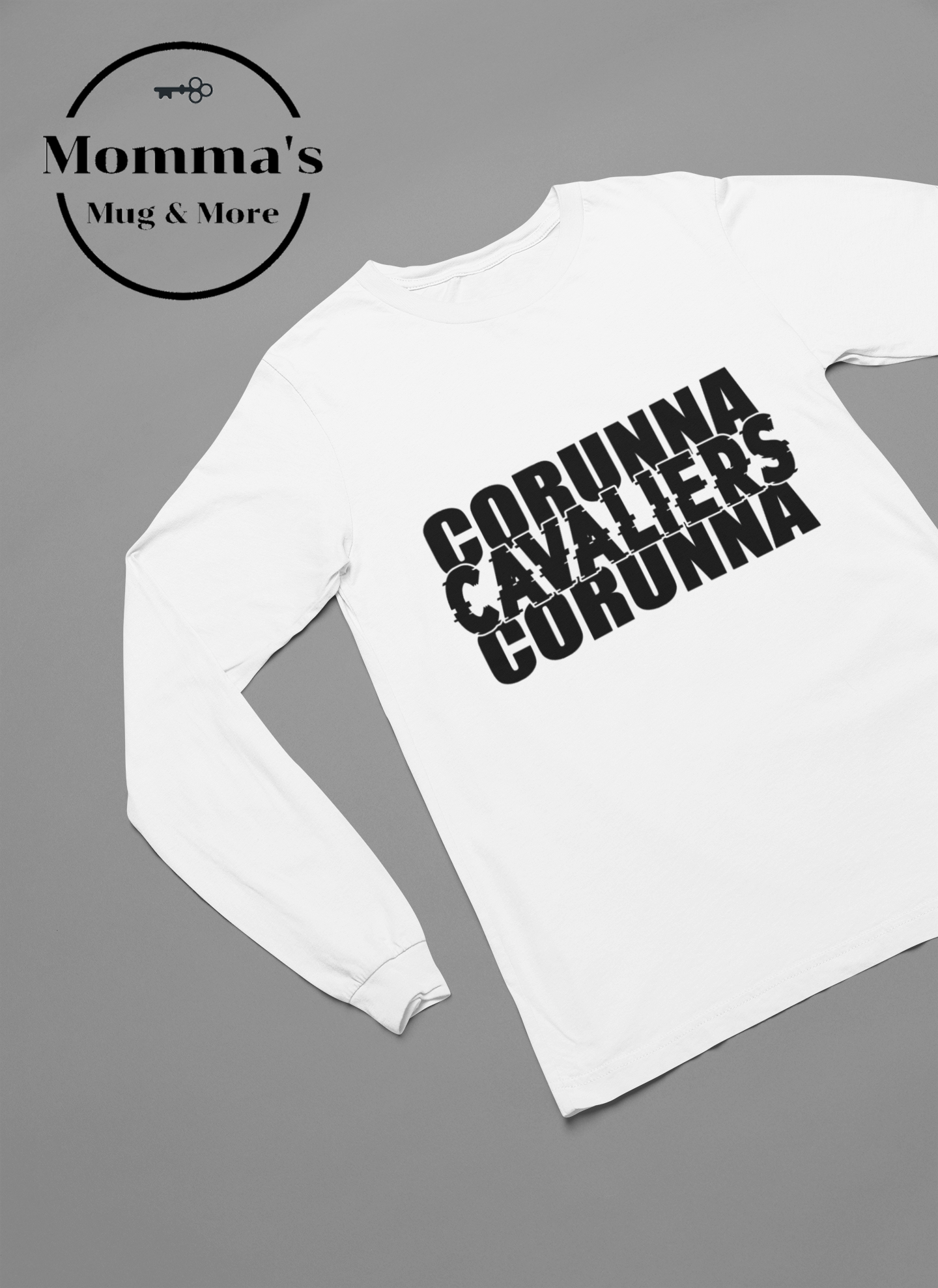 CORUNNA CAVALIERS GLITCH WHITE SLEEVED TEE.png