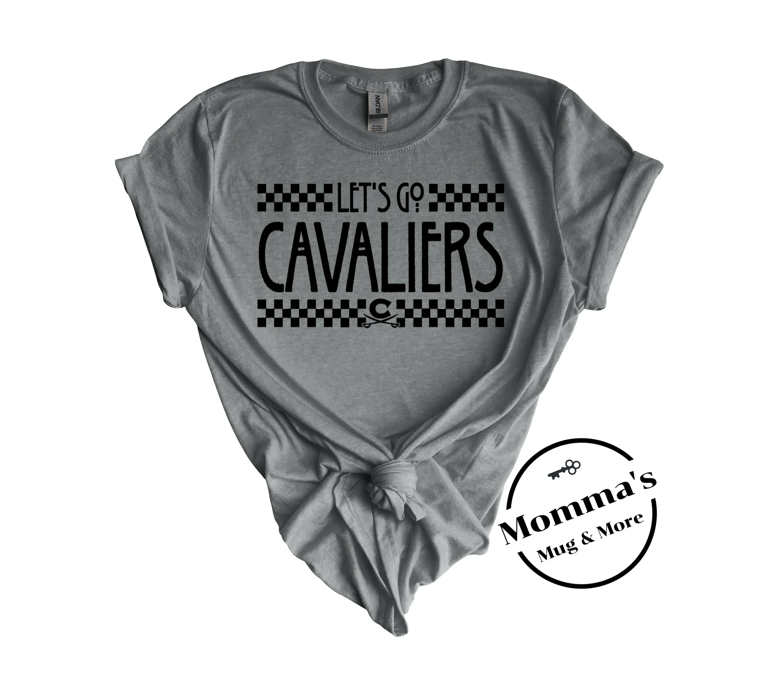 LET'S GO CORUNNA CAVALIERS CHECKERED GRAPHITE HEATHER TEE.jpeg (Copy) (Copy)