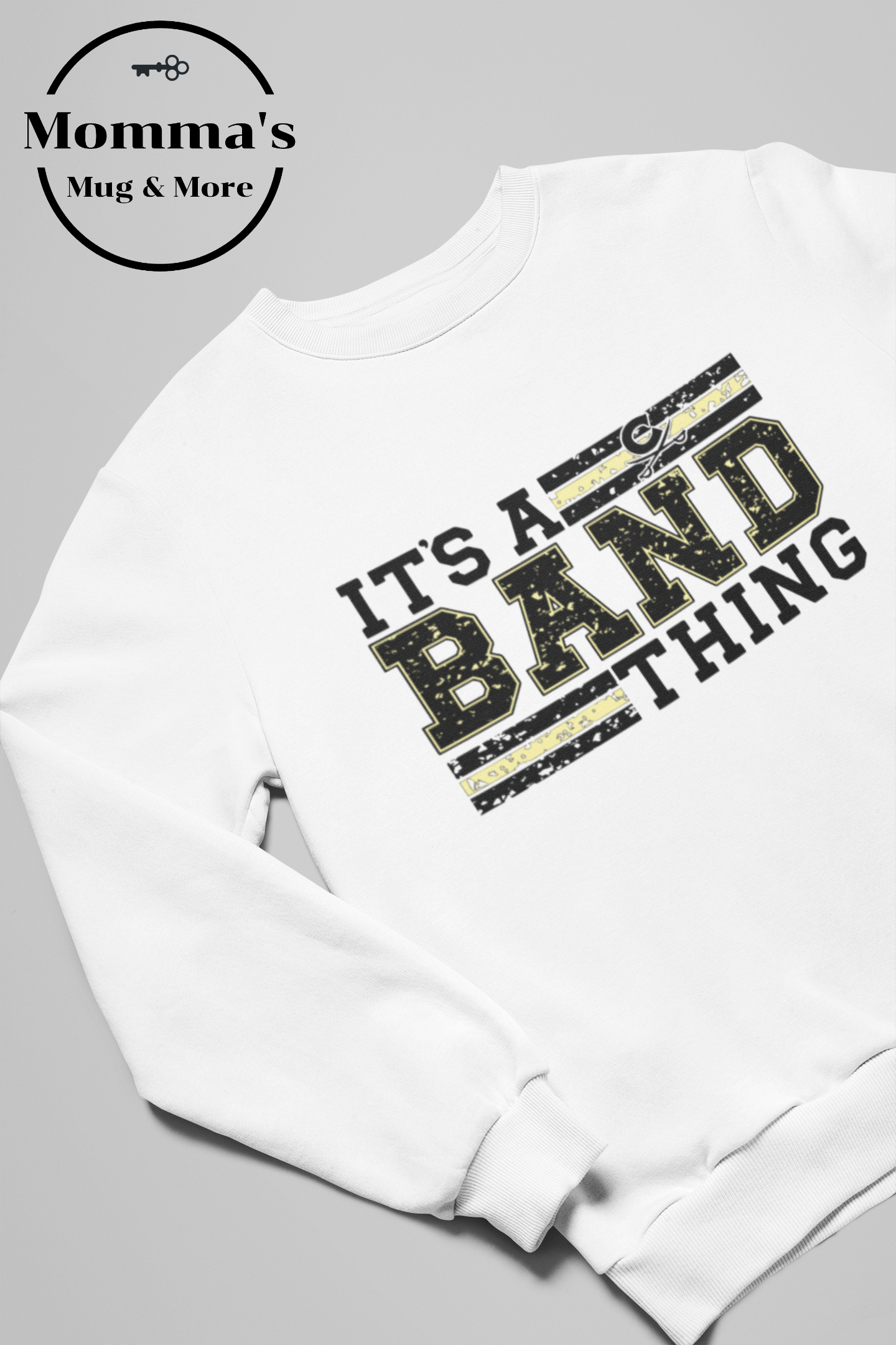 CORUNNA CAVALIERS MARCHING BAND IT'S A BAND THING WHITE CREW SWEATSHIRT.png