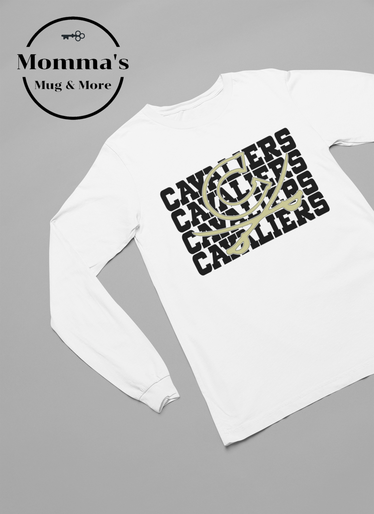 CORUNNA CAVALIERS BIG C LITTLE C WHITE SLEEVED TEE.png