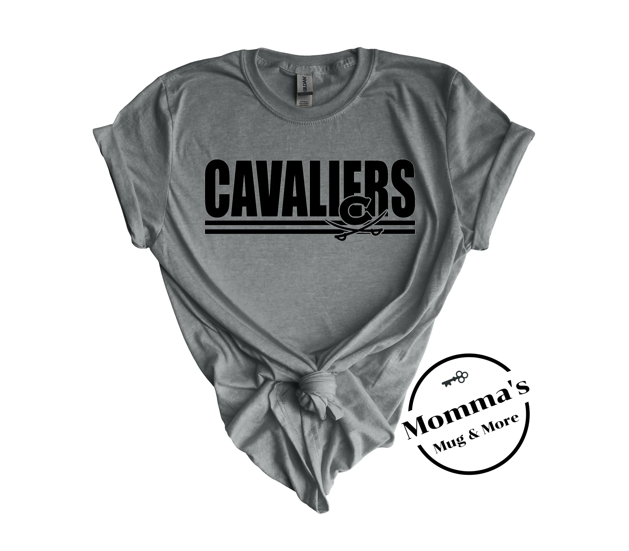 CORUNNA CAVALIERS STRIPED GRAPHITE HEATHER TEE.jpeg