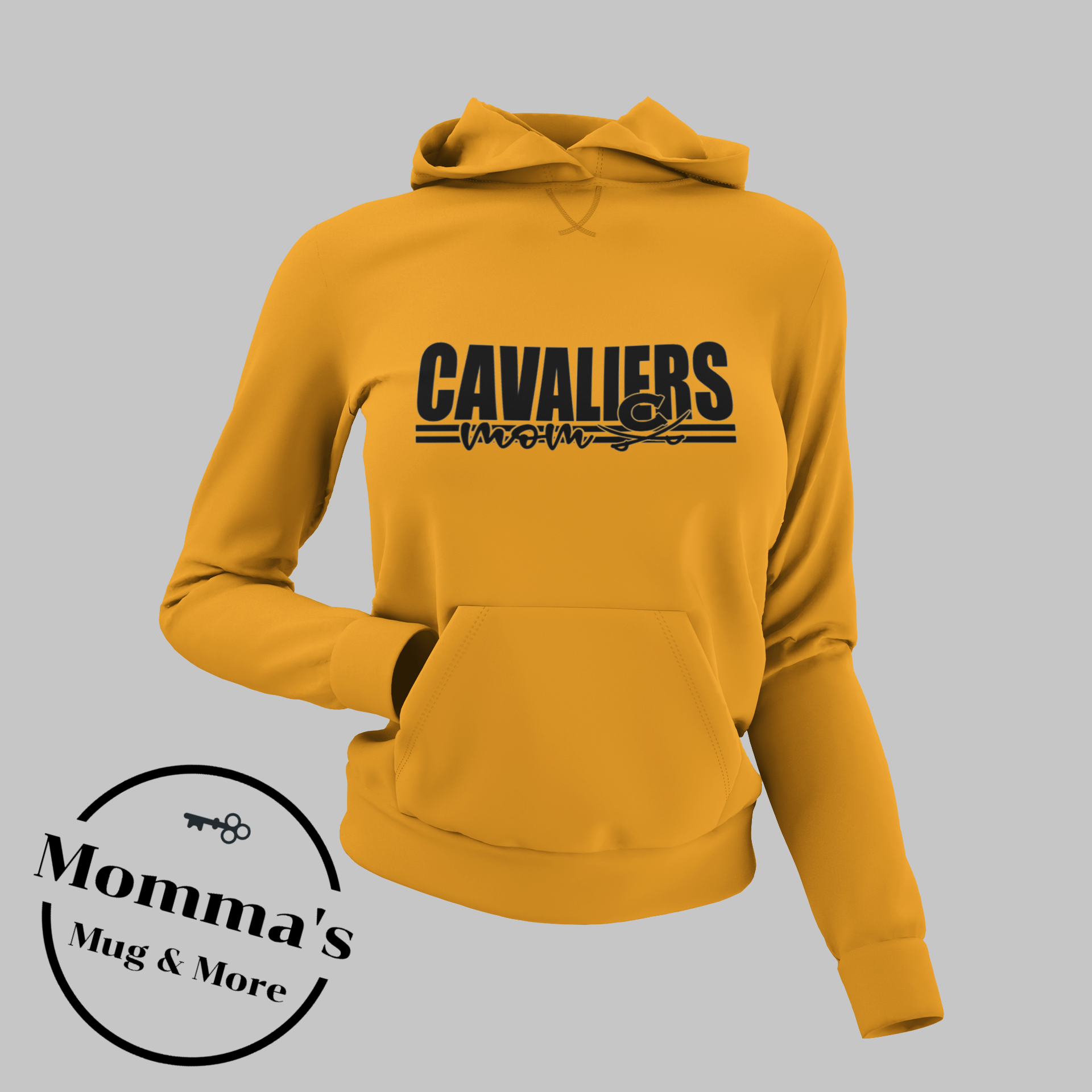 CORUNNA CAVALIERS MOM STRIPED GOLD HOODIE.png