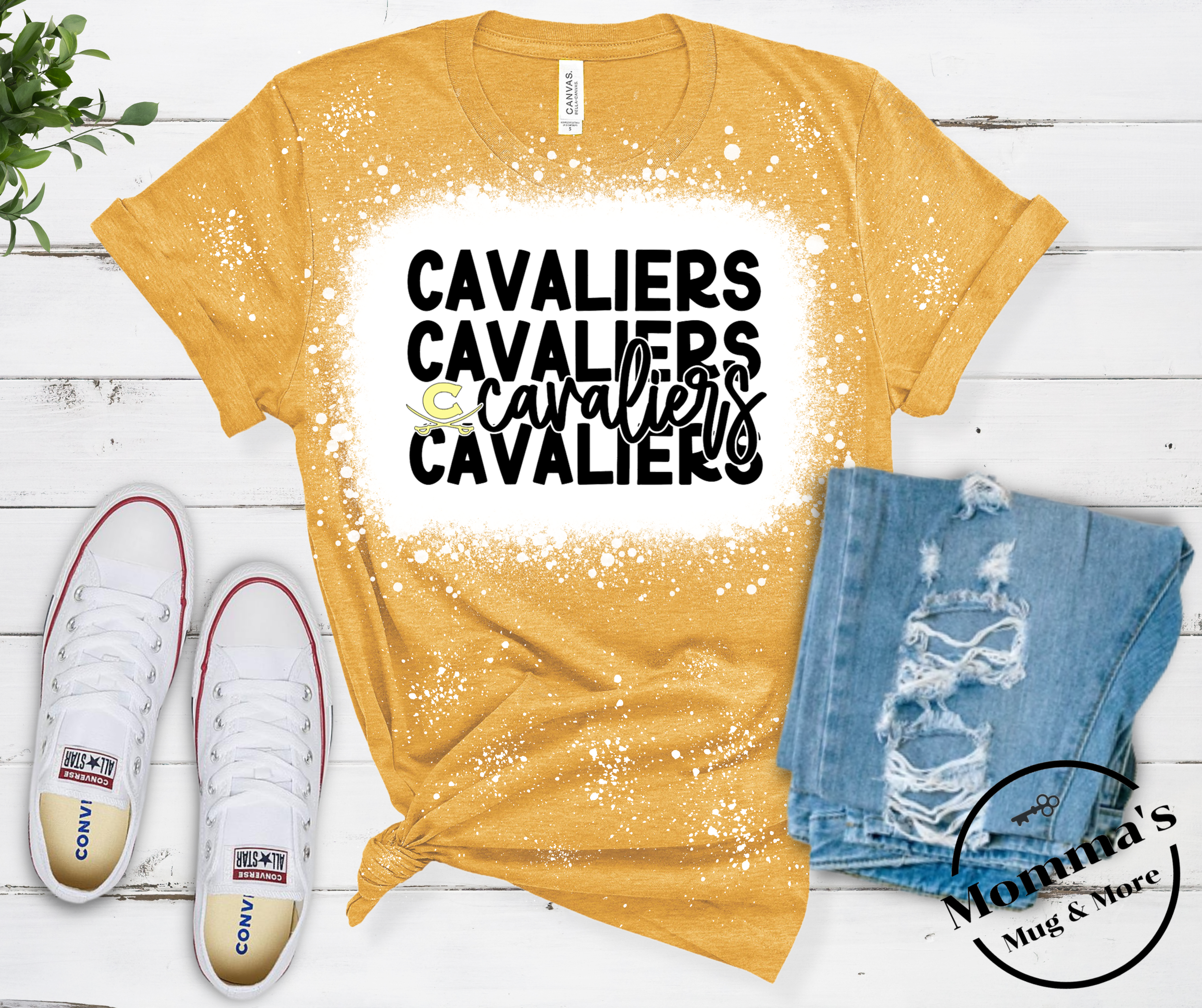 CORUNNA CAVALIERS LITTLE C HEATHER MUSTARD TEE.png
