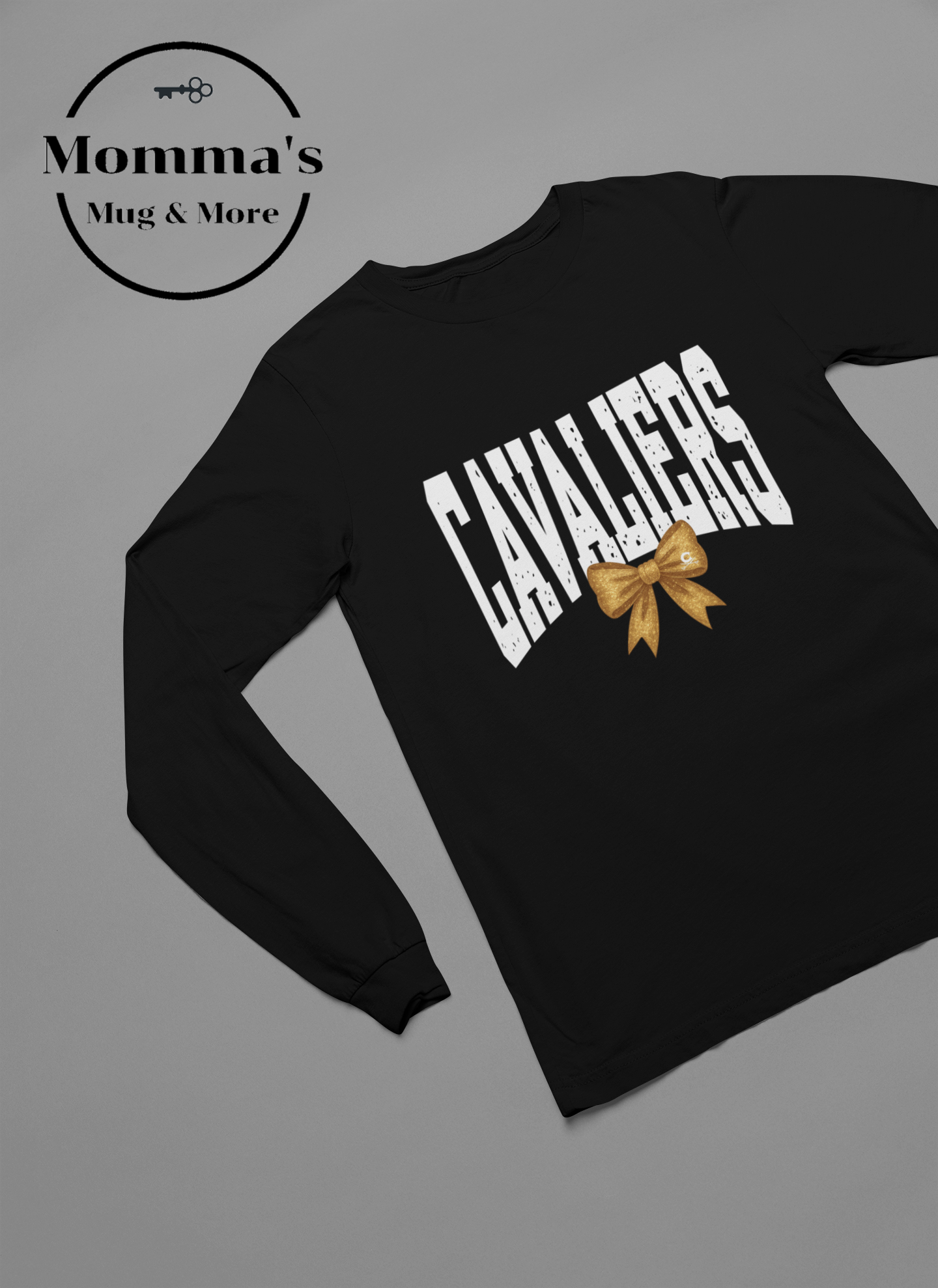 CORUNNA CAVALIERS AND BOWS BLACK SLEEVED TEE.png (Copy)